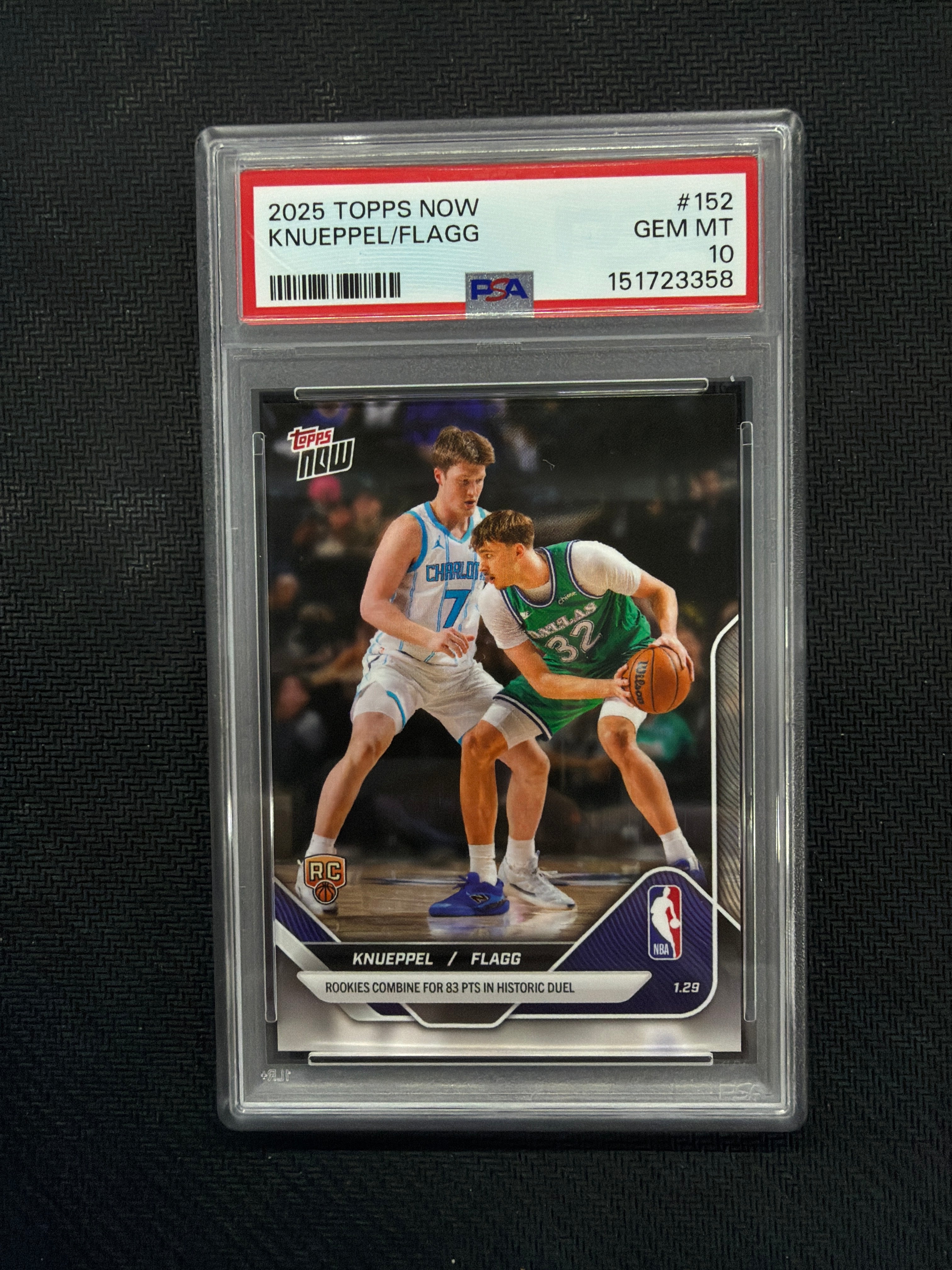 2025 Topps Now Knueppel/Flagg Rookie PSA 10 Hornets Mavericks 3358