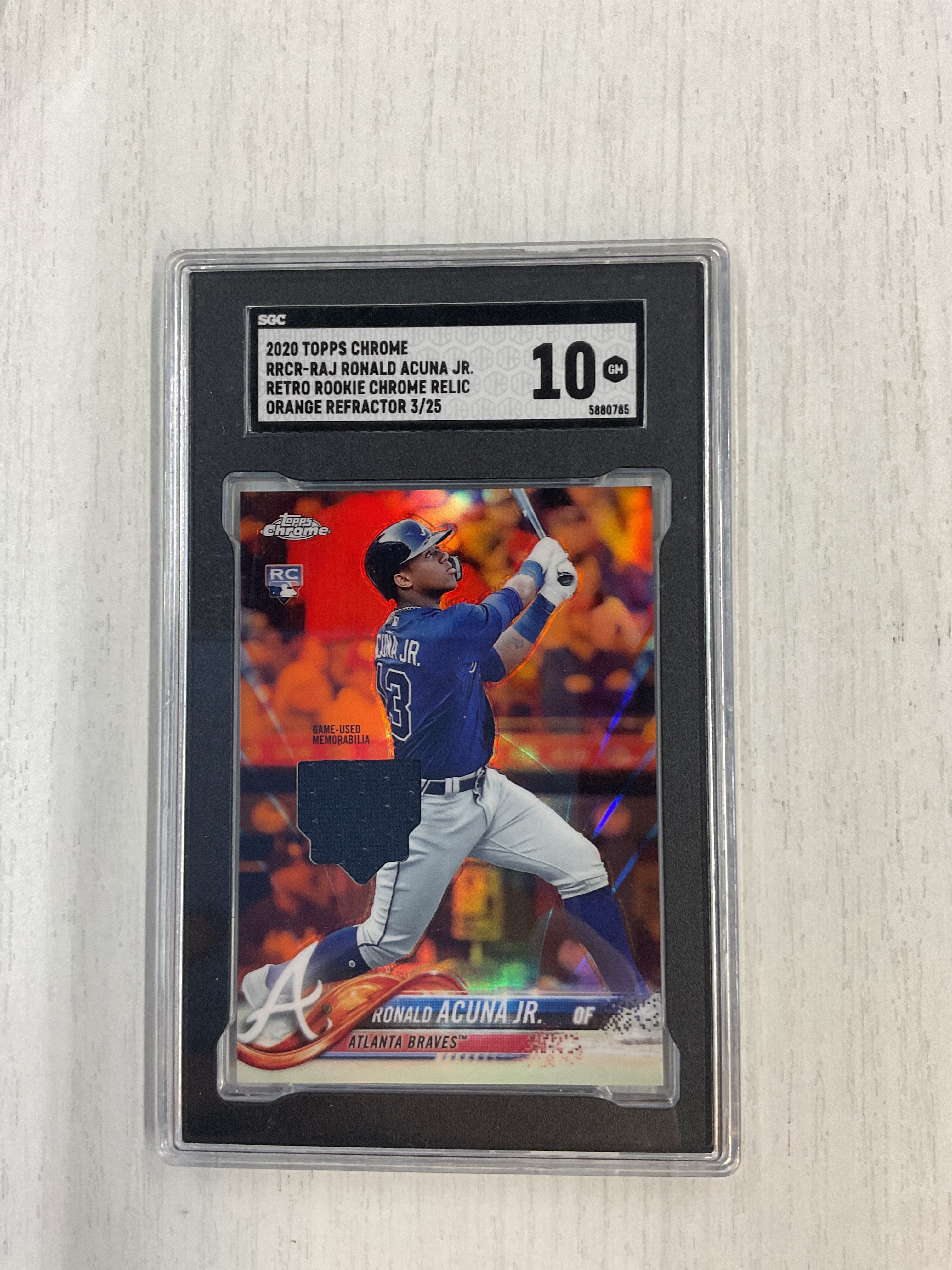 2020 Topps Chrome Ronald Acuna Jr. Rookie Relic Patch /25 SGC 10