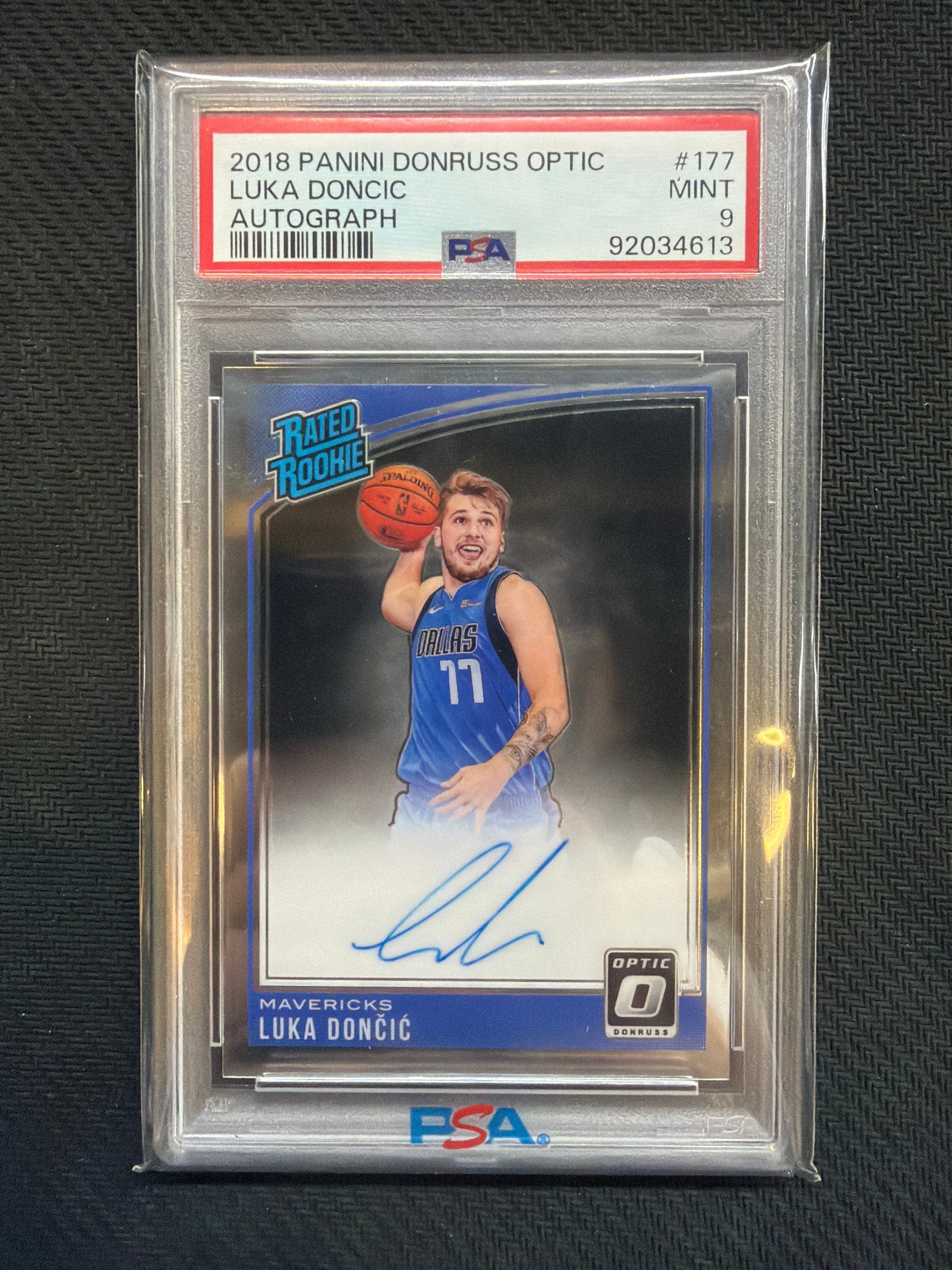 2018 Panini Donruss Optic Luka Doncic Rated Rookie Autograph PSA 9