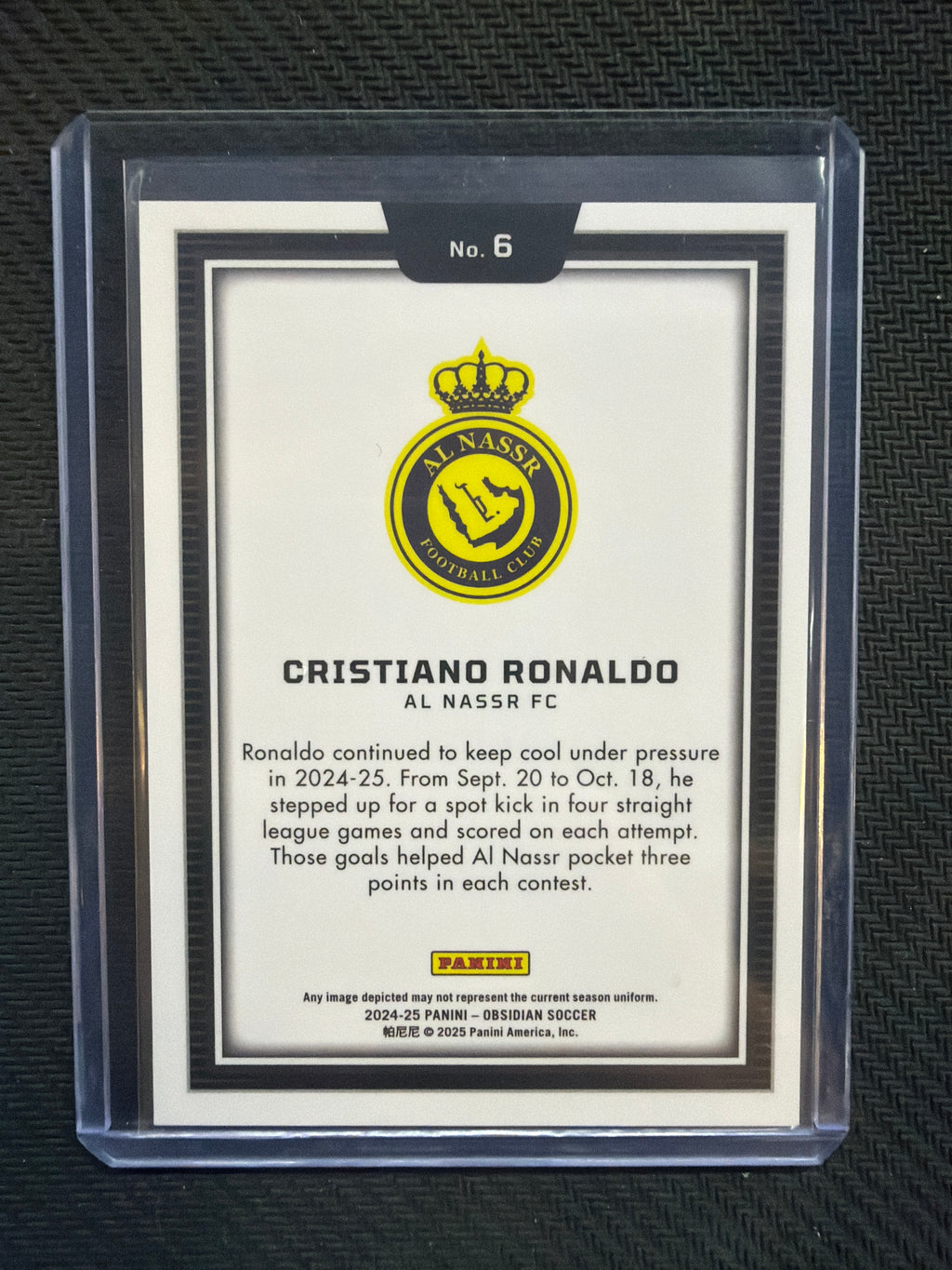 2024-25 Obsidian Cristiano Ronaldo #6 Black Color Blast