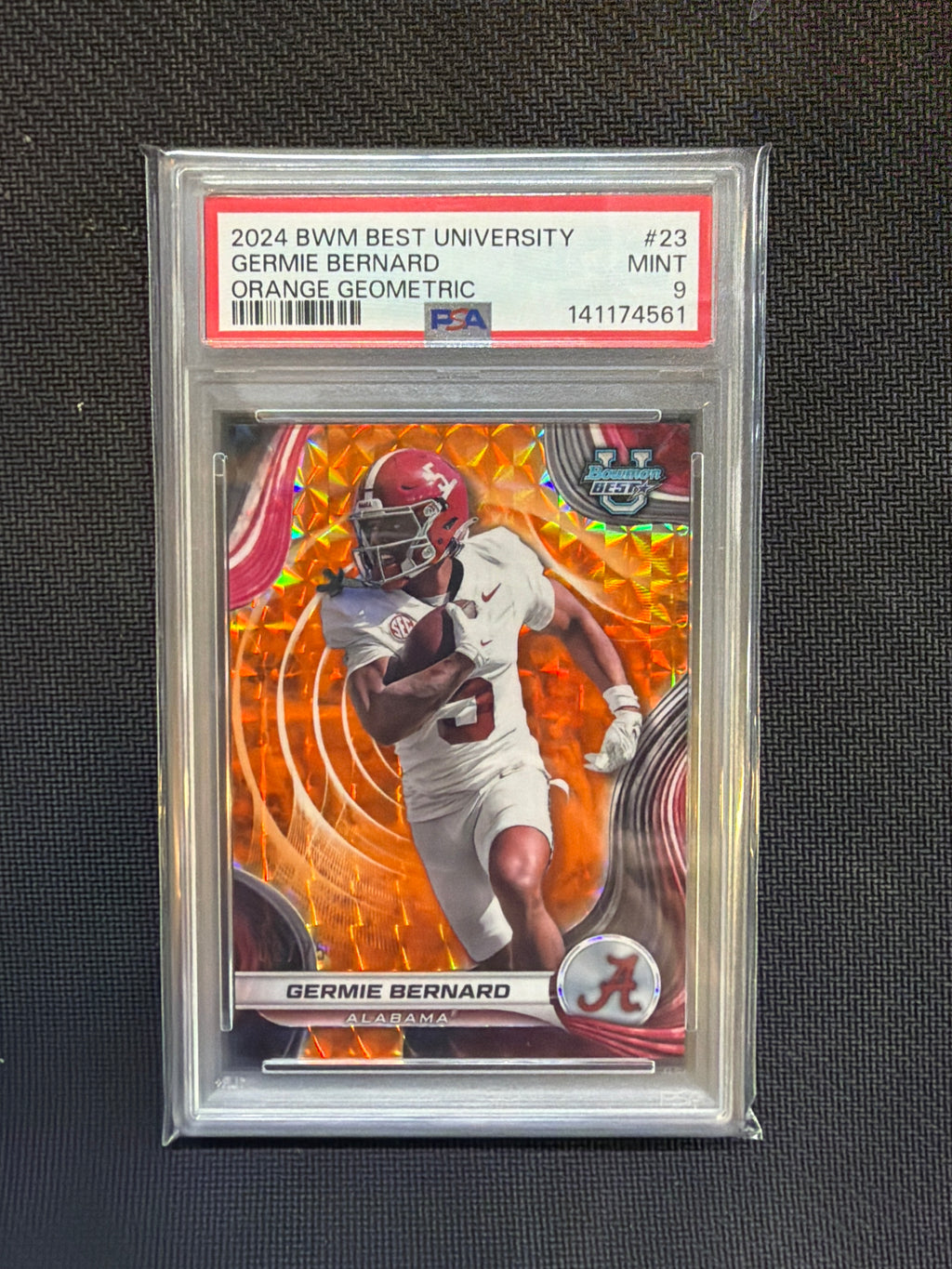 2024 Bowman Best Germie Bernard Orange Geometric /25 PSA 9 Alabama