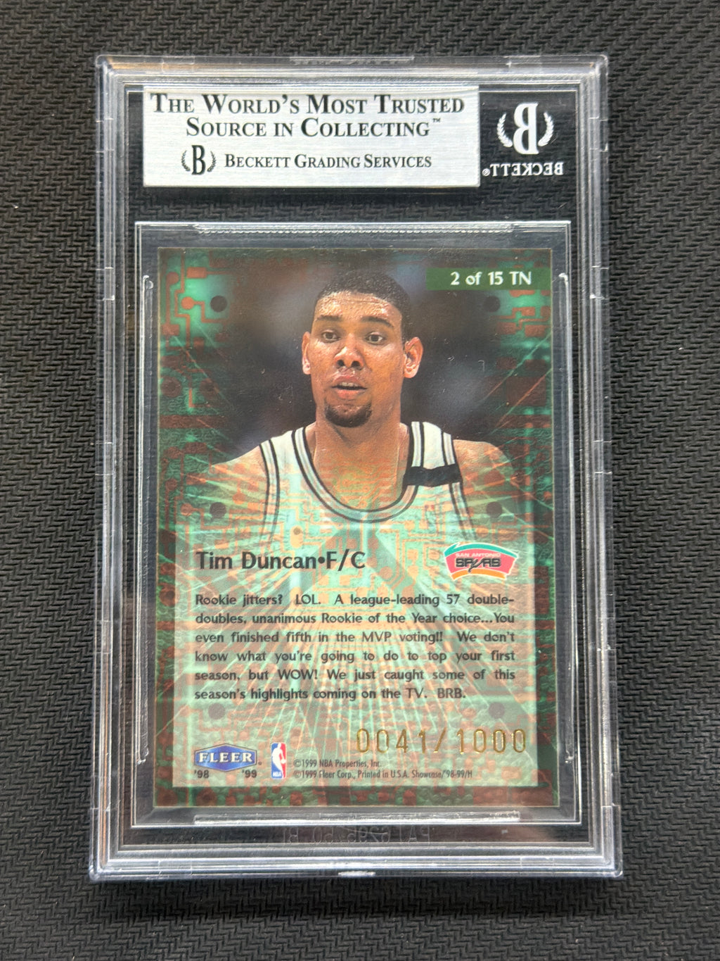 1998-99 Flair Showcase Takeit2.Net Tim Duncan #2 BGS 9 Spurs