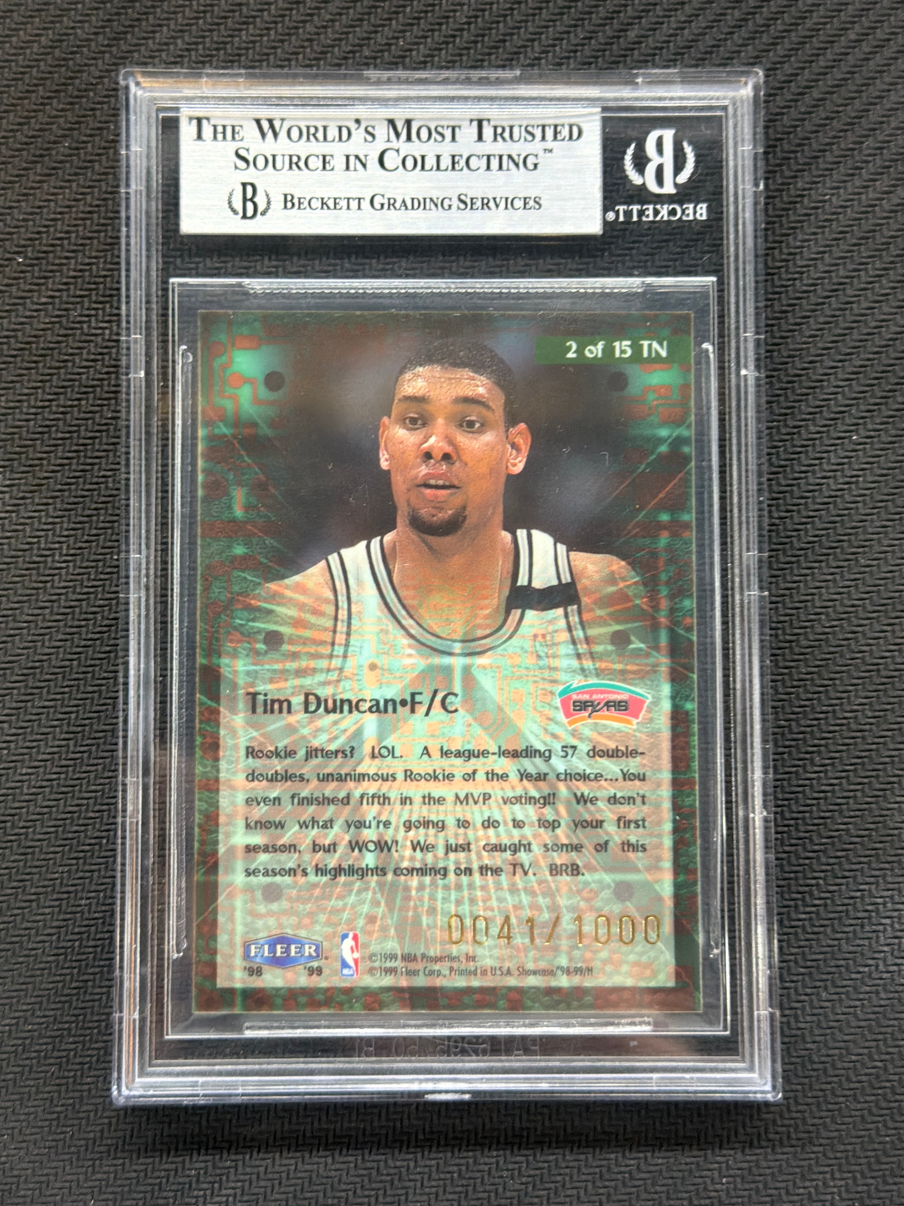 1998-99 Flair Showcase Takeit2.Net Tim Duncan #2 BGS 9 Spurs
