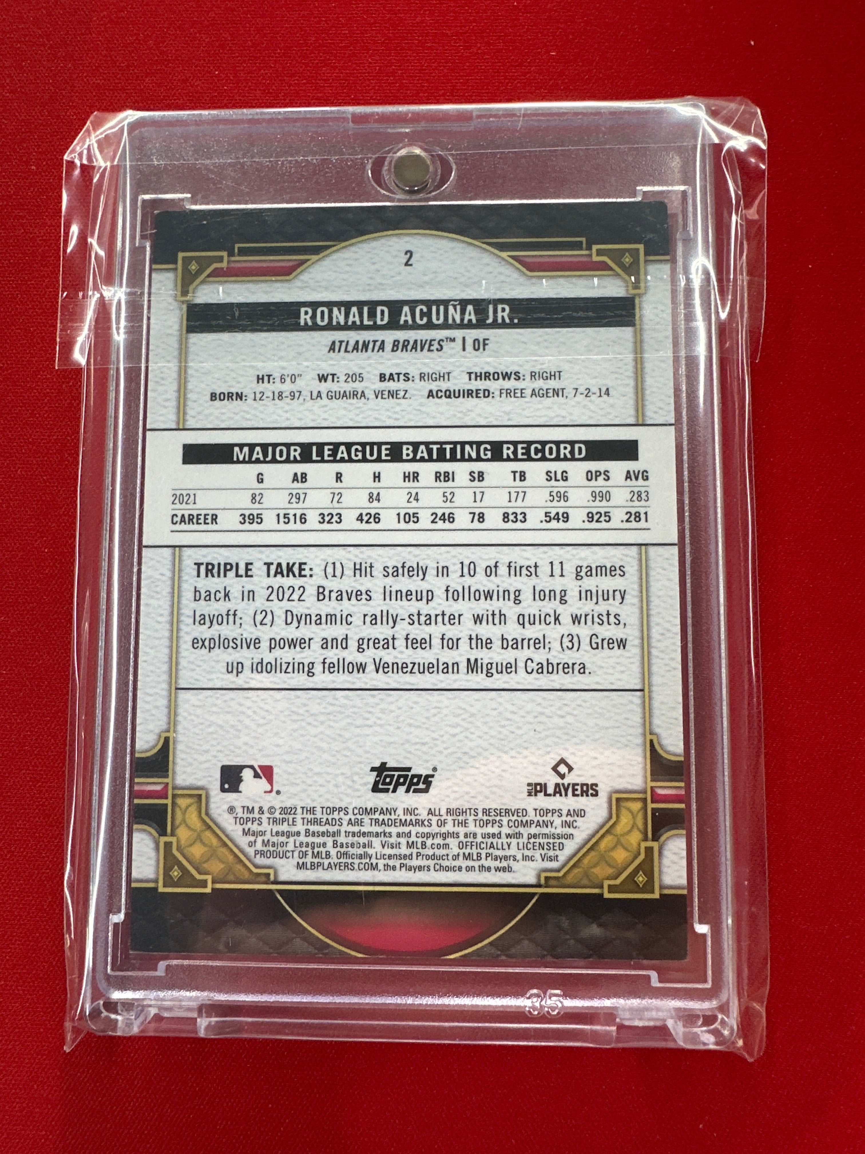 2022 Topps Triple Threads Ronald Acuna Jr. Pruple /299 Braves'