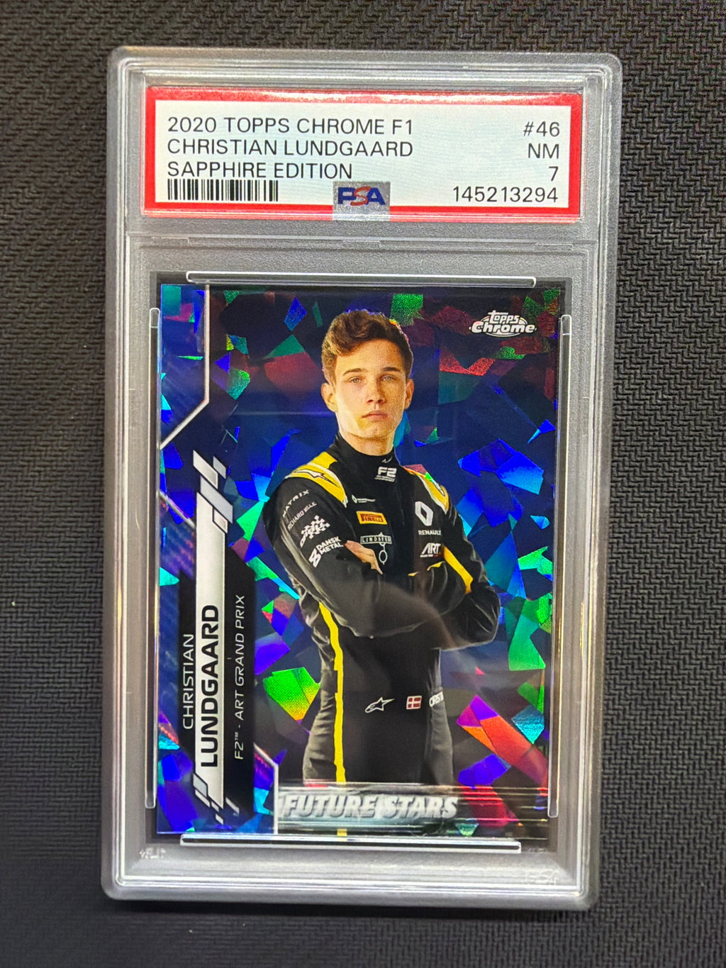 2020 Topps Chrome F1 Sapphire Christian Lundgaard #46 Rookie PSA 7