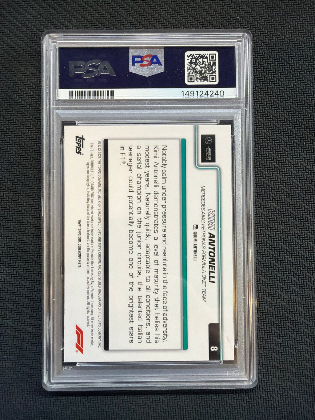 2025 Topps Chrome F1 Kimi Antonelli Rookie #8 PSA 9 Mercedes