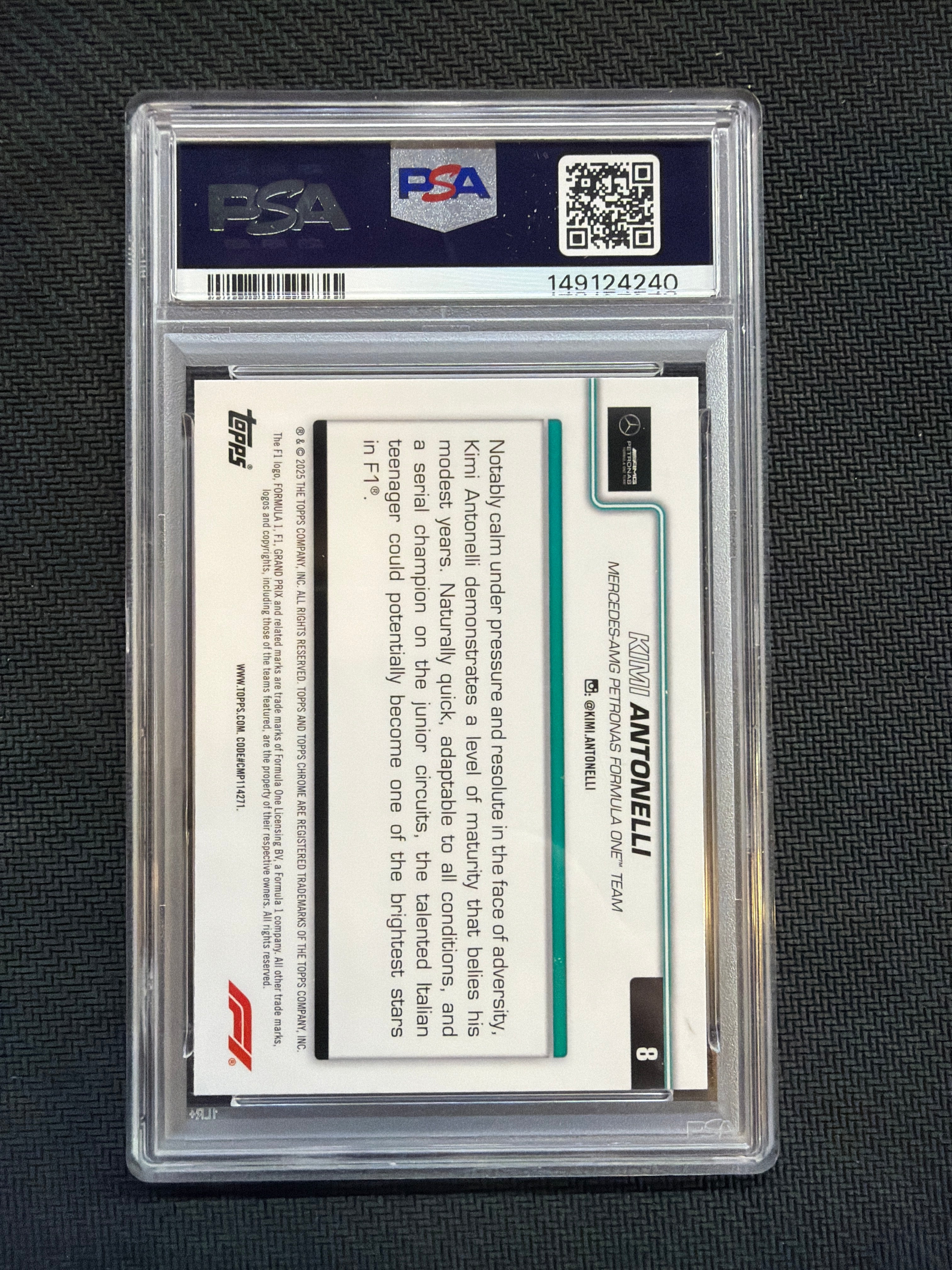 2025 Topps Chrome F1 Kimi Antonelli Rookie #8 PSA 9 Mercedes