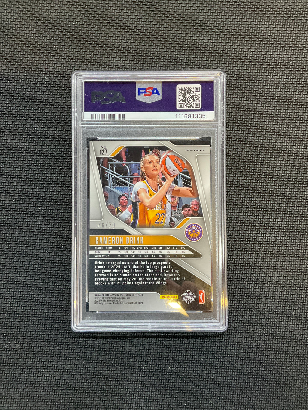2024 Prizm WNBA Cameron Brink Pink Velocity /79 PSA 10