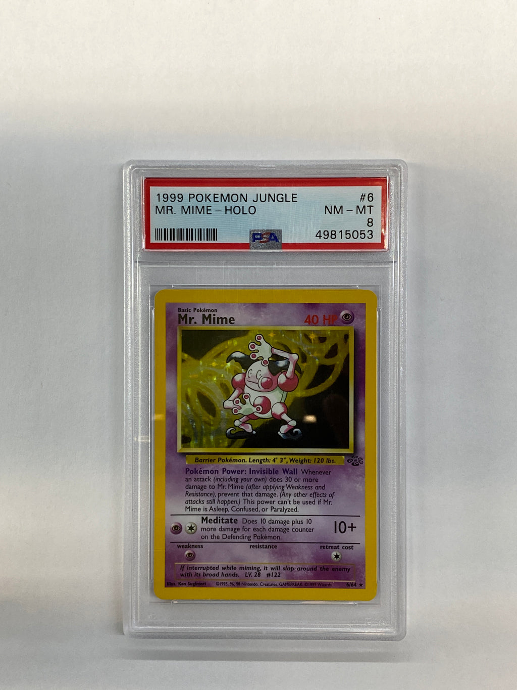 1999 Pokemon Jungle Mr. Mime Holo 6 PSA 8