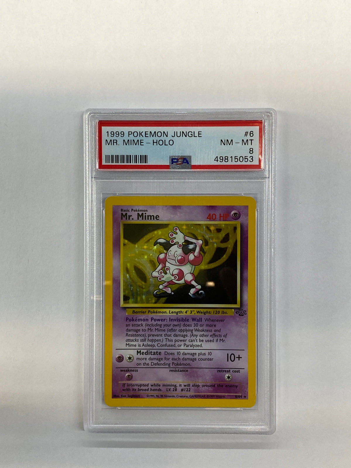 1999 Pokemon Jungle Mr. Mime Holo 6 PSA 8