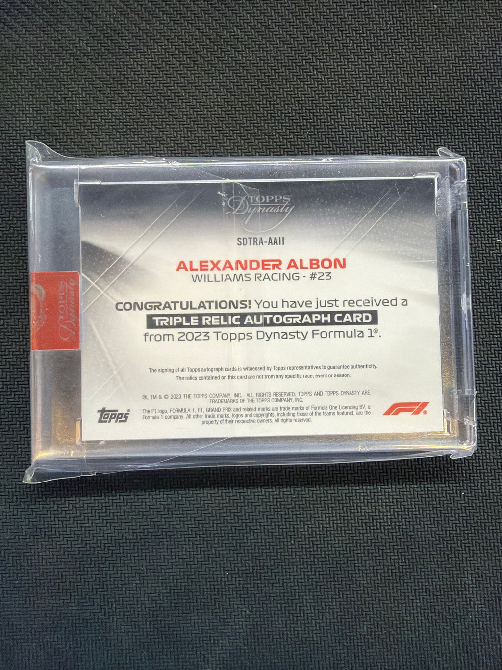 2023 Topps Dynasty Alexander Albon Patch Auto /10 Williams