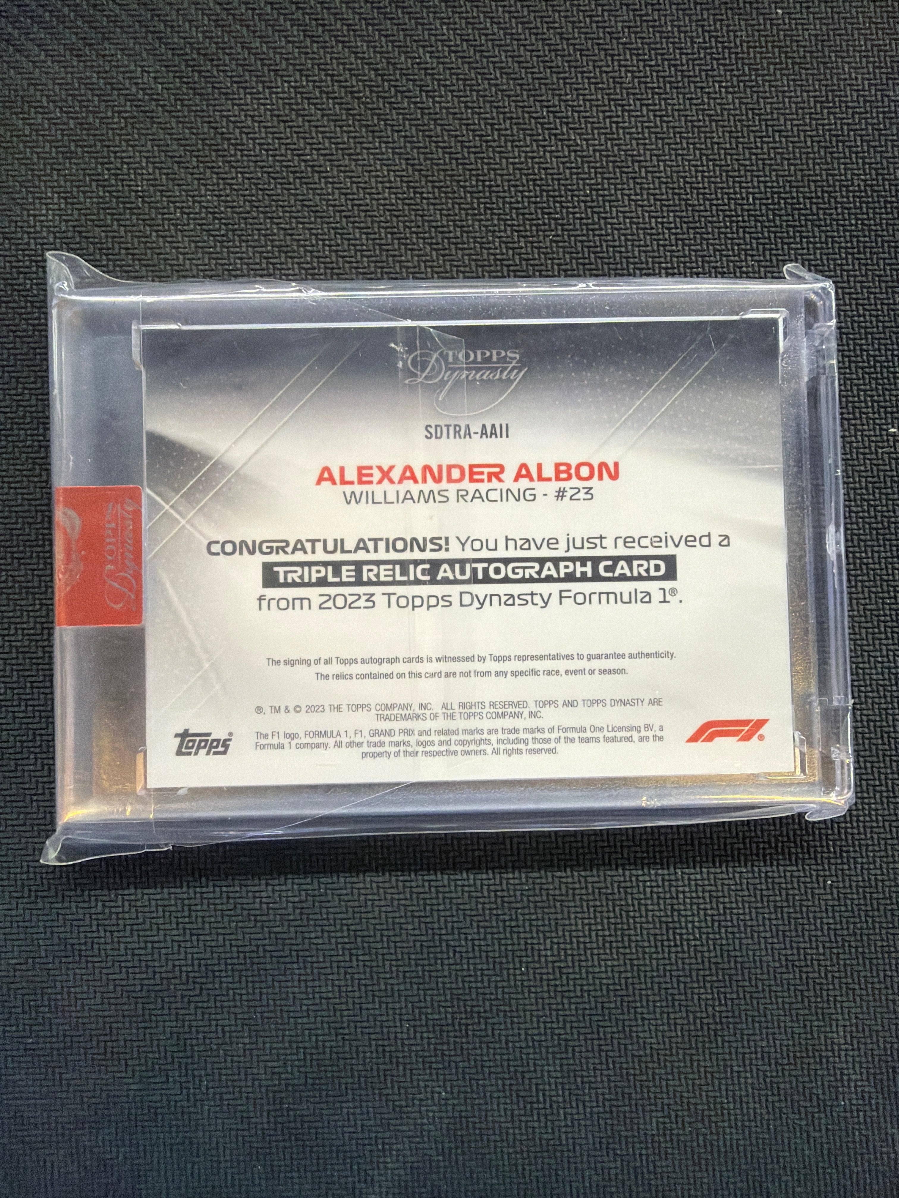 2023 Topps Dynasty Alexander Albon Patch Auto /10 Williams