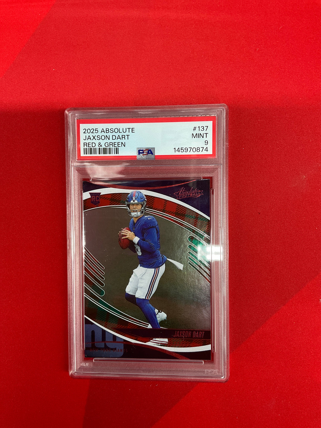 2025 Absolute Jaxson Dart Rookie Red & Green PSA 9 Giants