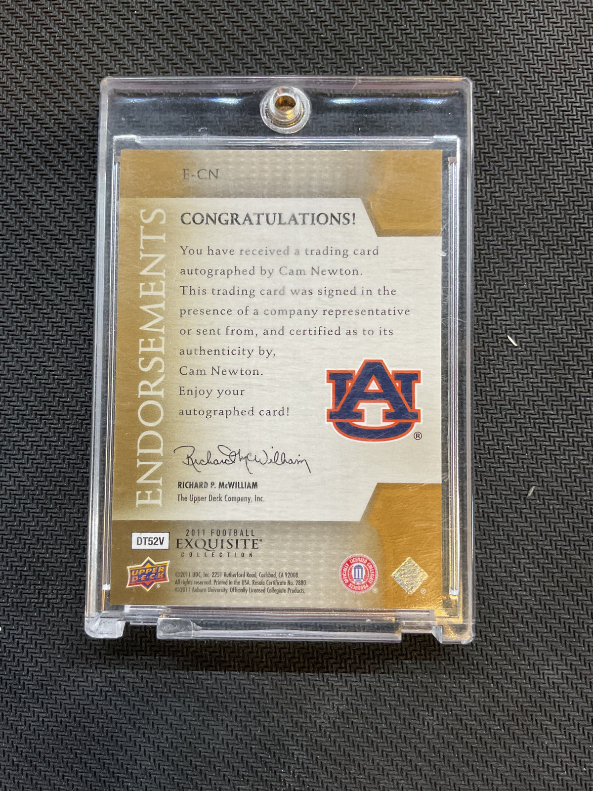 2011 Upper Deck Cam Newton Rookie Auto Endorsements Auburn /45