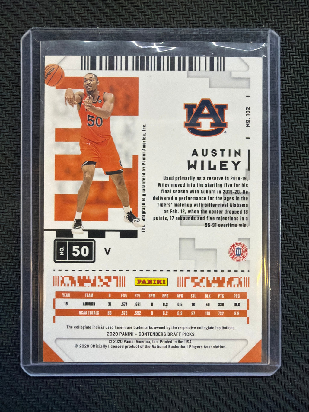 2020 Contenders Austin Wiley Rookie Auto Auburn /99