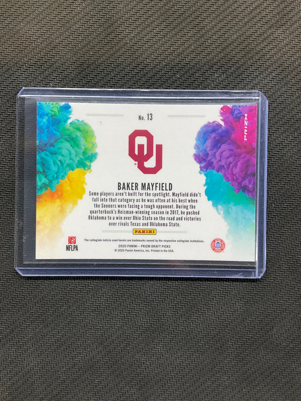 2020 Prizm Draft Baker Mayfield Color Blast #13 Oklahoma