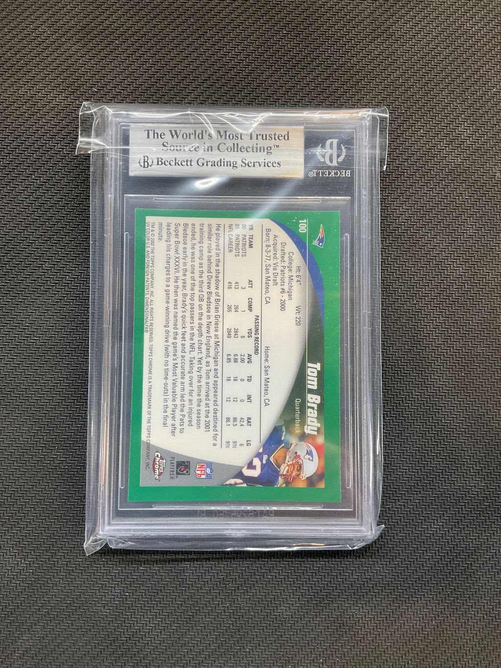 2002 Topps Chrome #1000 Tom Brady BGS 8.5