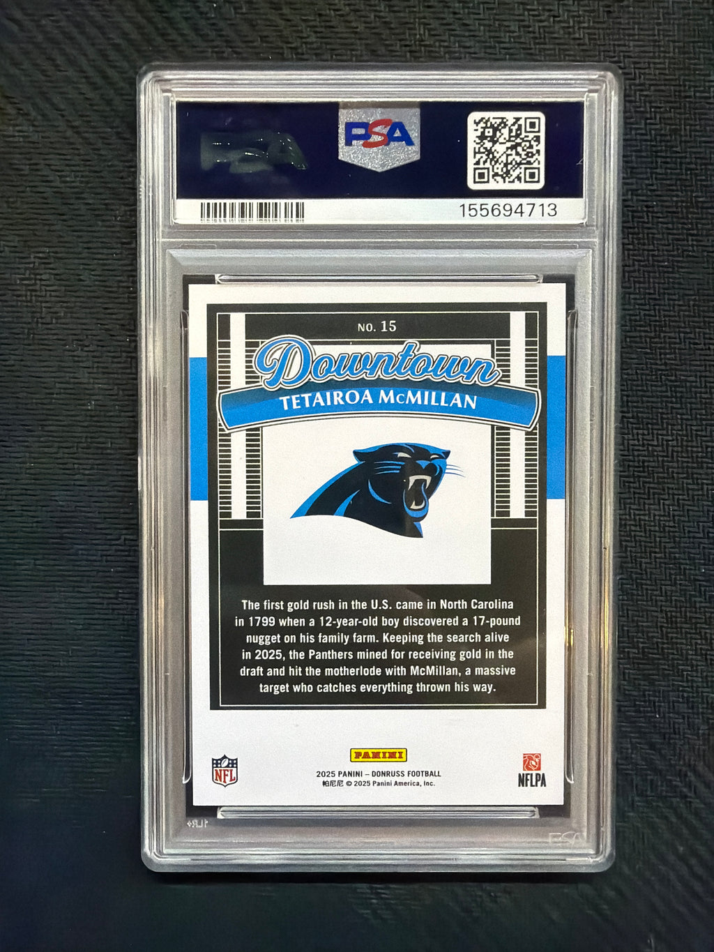 2025 Donruss Tetairoa McMillan Downtown PSA 10 Panthers