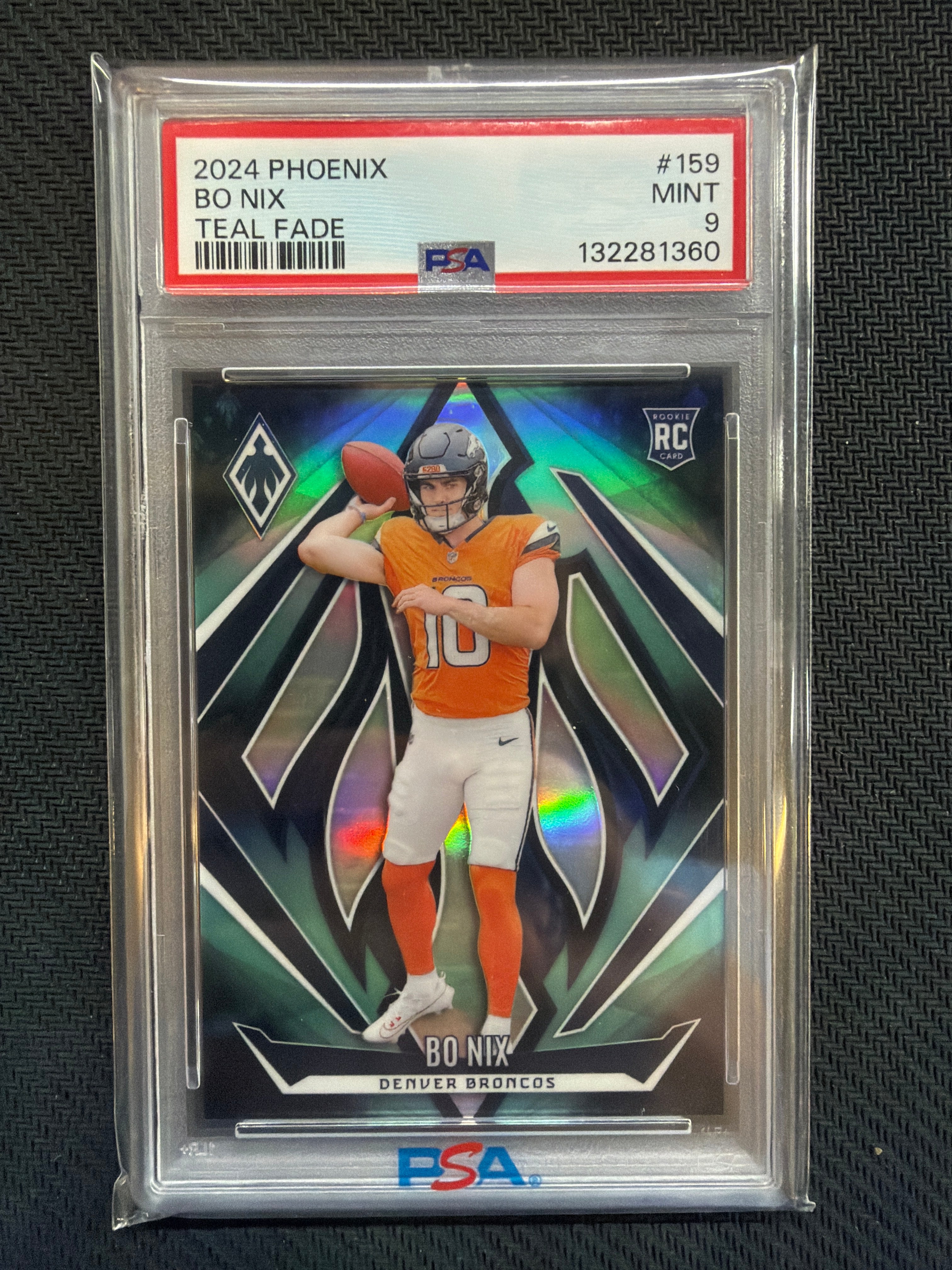 2024 Phoenix Bo Nix Teal Fade /72 #159 PSA 9 Broncos