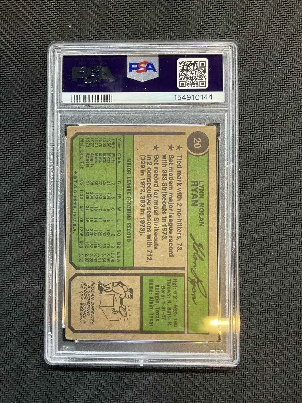 1974 Topps Nolan Ryan #20 PSA 2 144