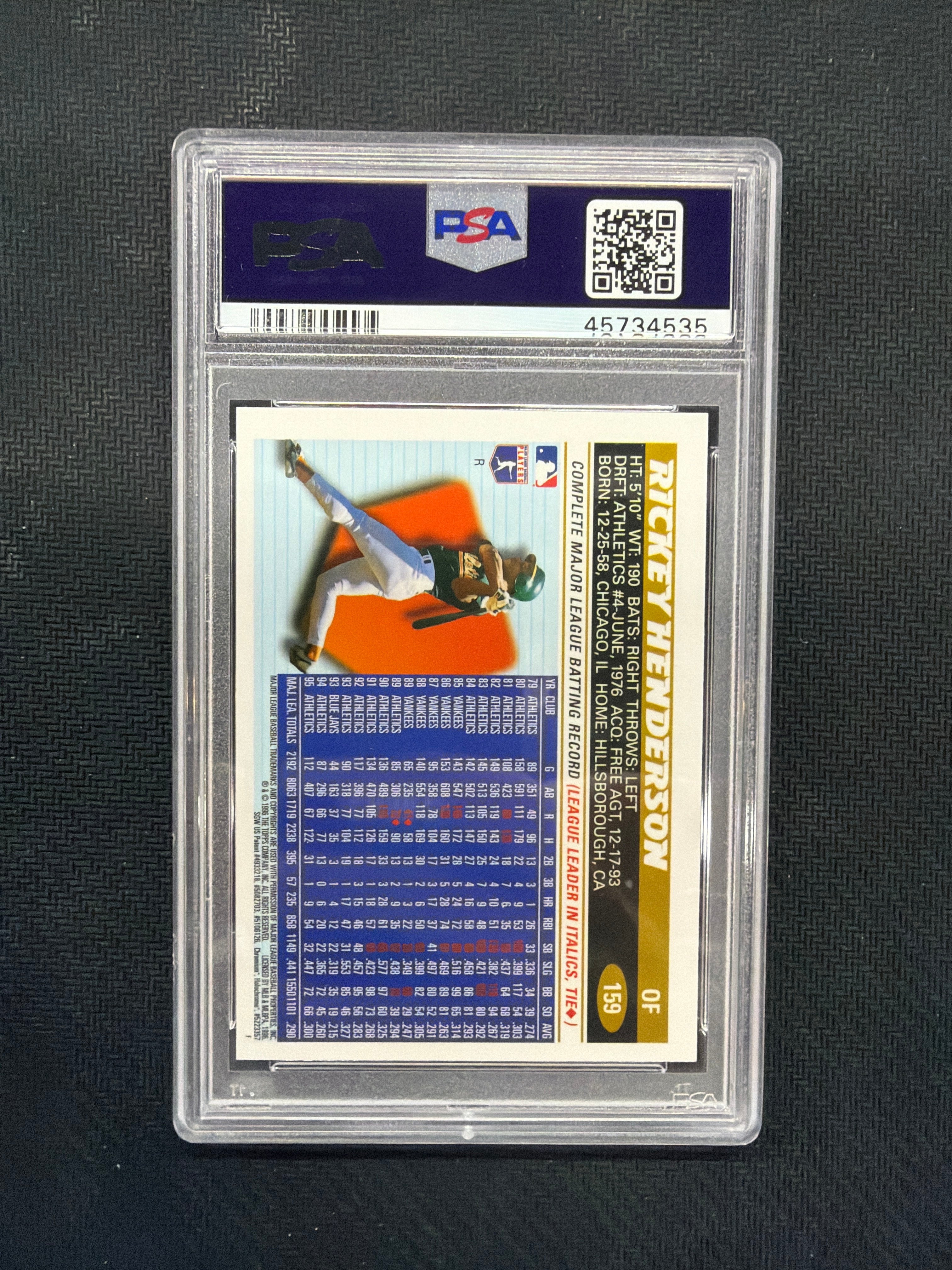 1996 Topps Chrome Rickey Henderson Refractor PSA 8 Athletics