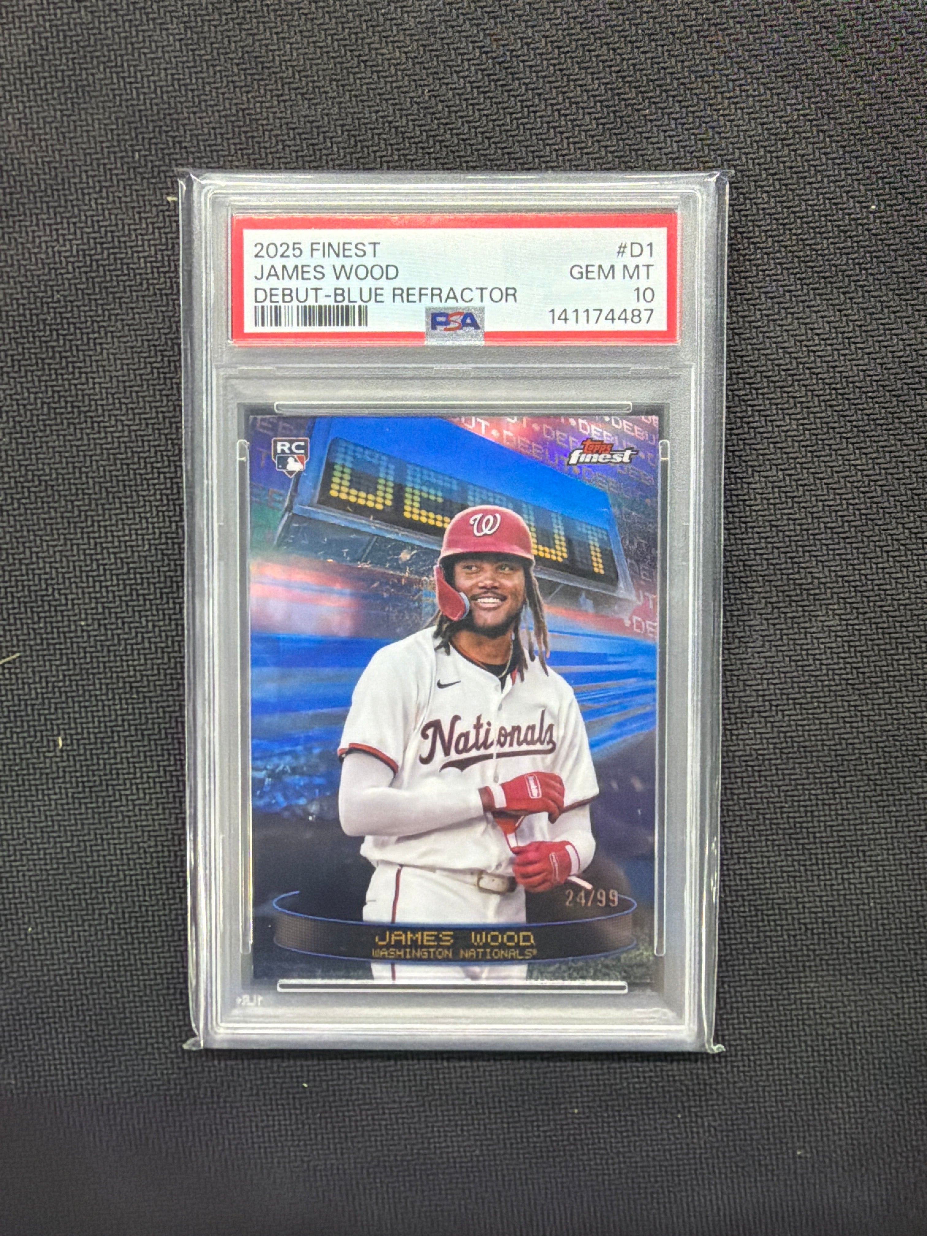 2025 Finest James Wood Debut Blue Refractor /99 PSA 10