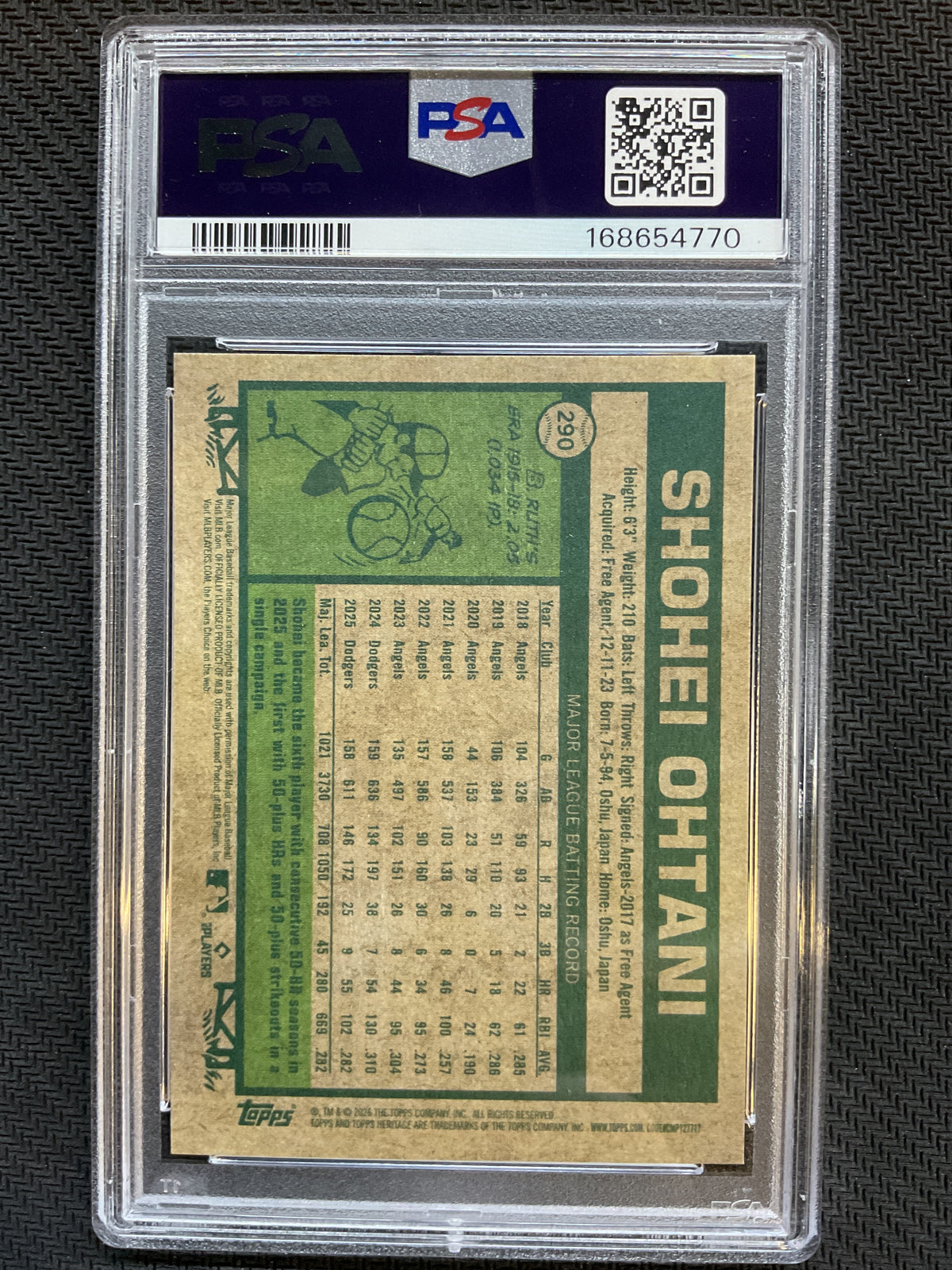 2026 Topps Heritage #290 Shohei Ohtani PSA 10