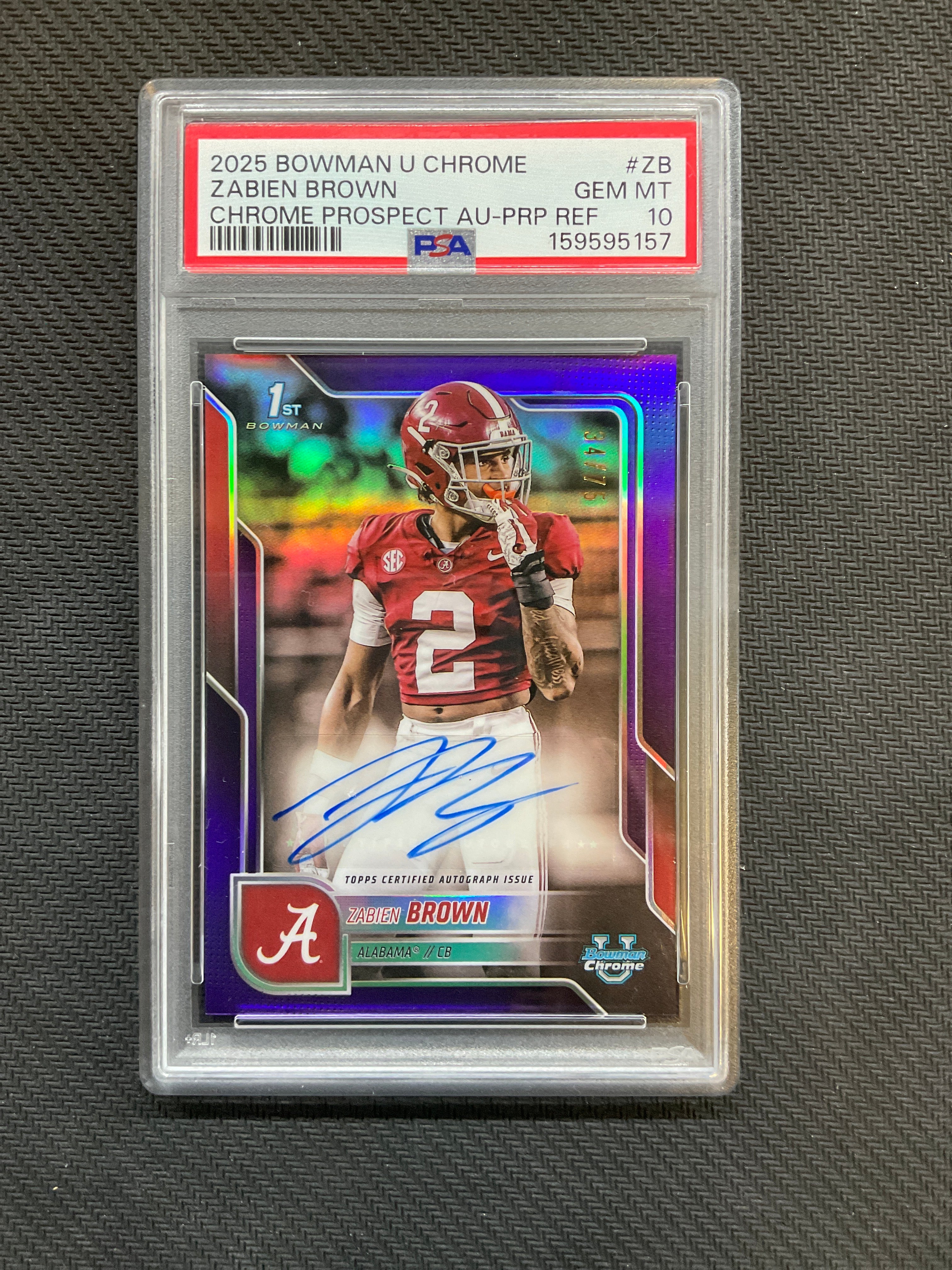 2025 Bowman U Chrome Zabien Brown Rookie Auto /75 PSA 10 Alabama