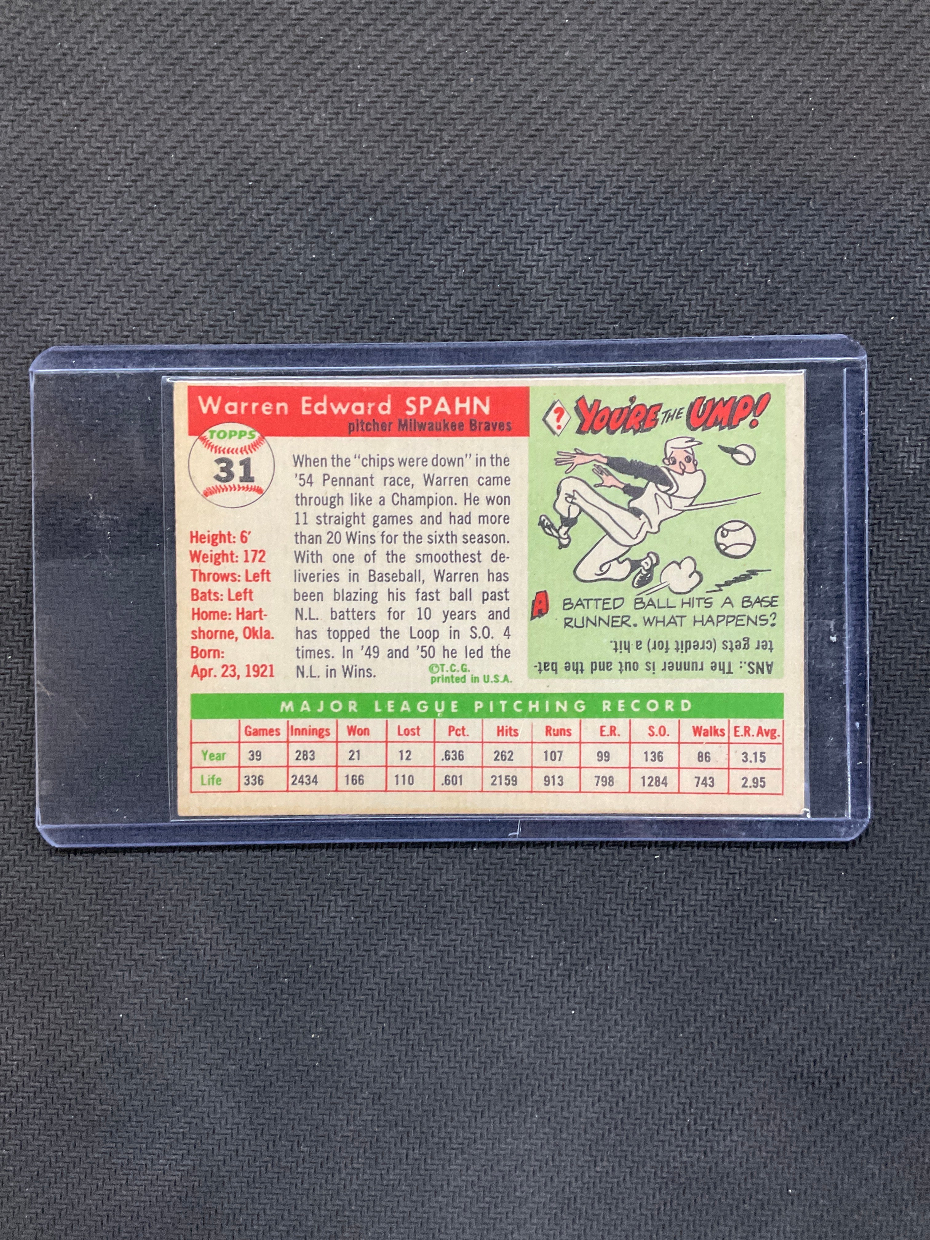 1955 Topps Warren Spahn Braves