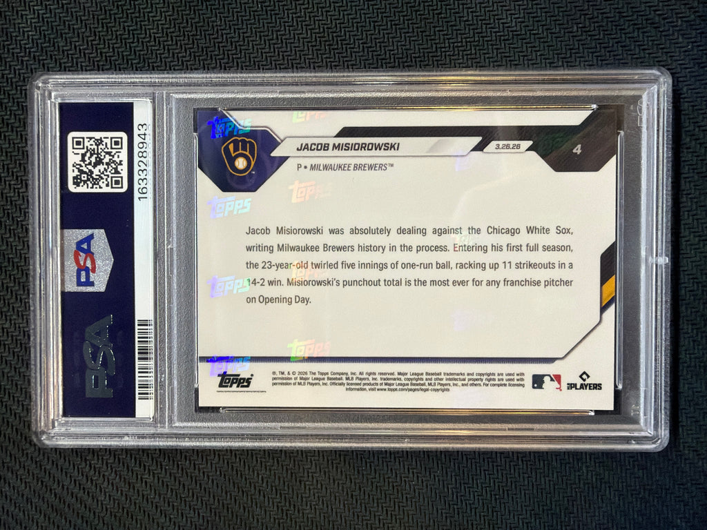2026 Topps Now Jacob Misiorowski #4 PSA 10 Brewers
