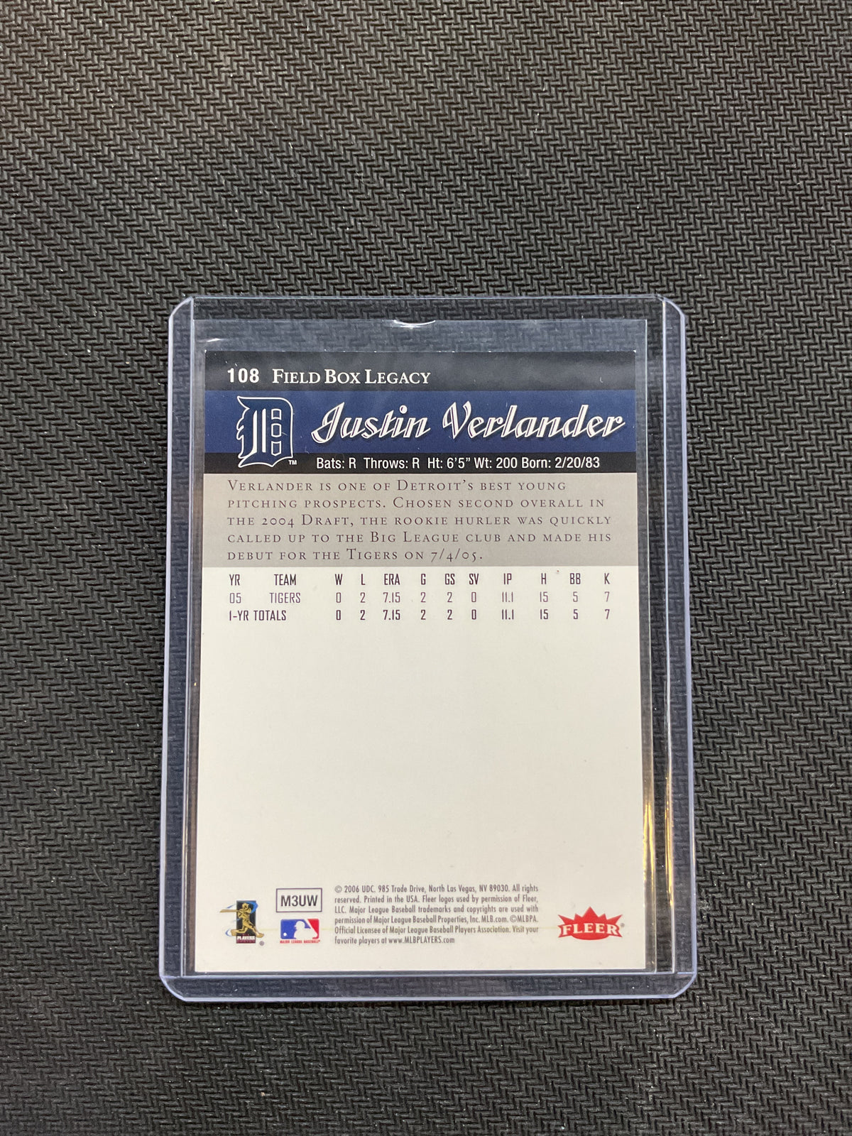 2006 Flair Showcase Justin Verlander Rookie Holo /150 Tigers