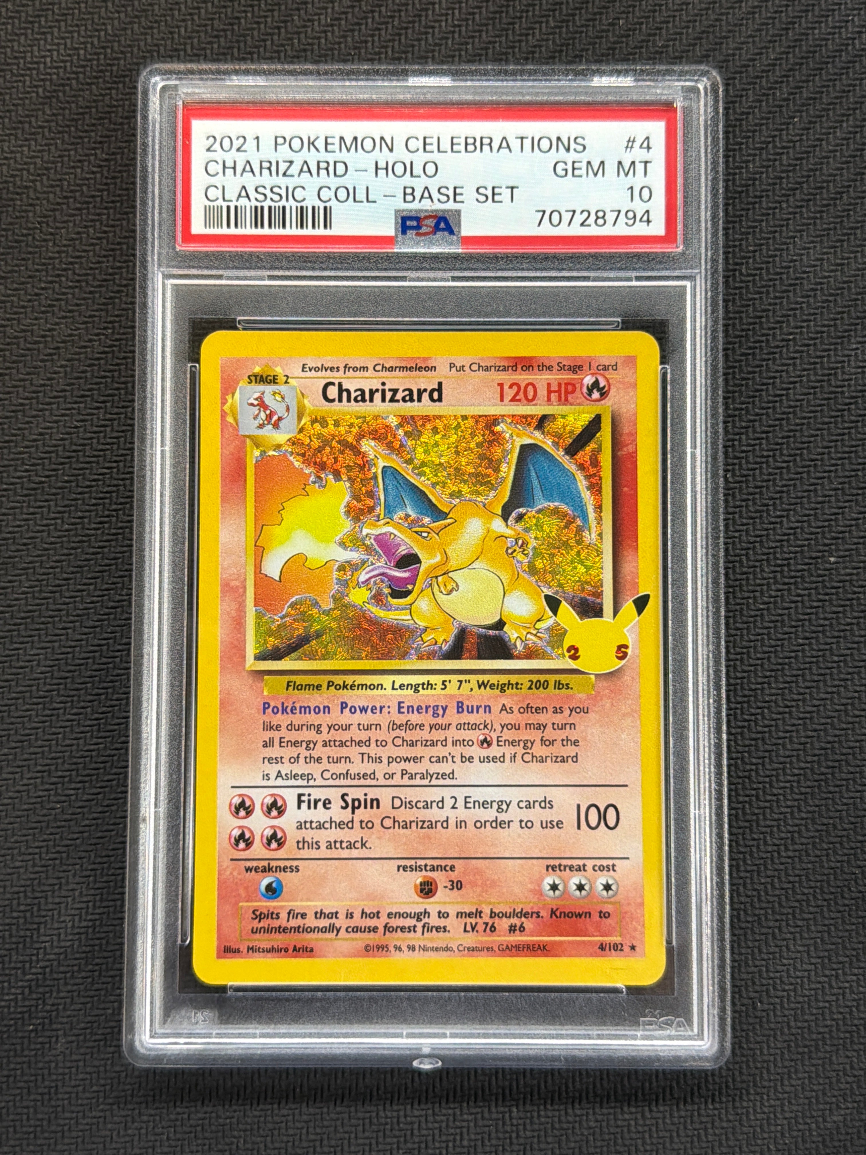 2021 Charizard Holo  4 Celebrations PSA 10