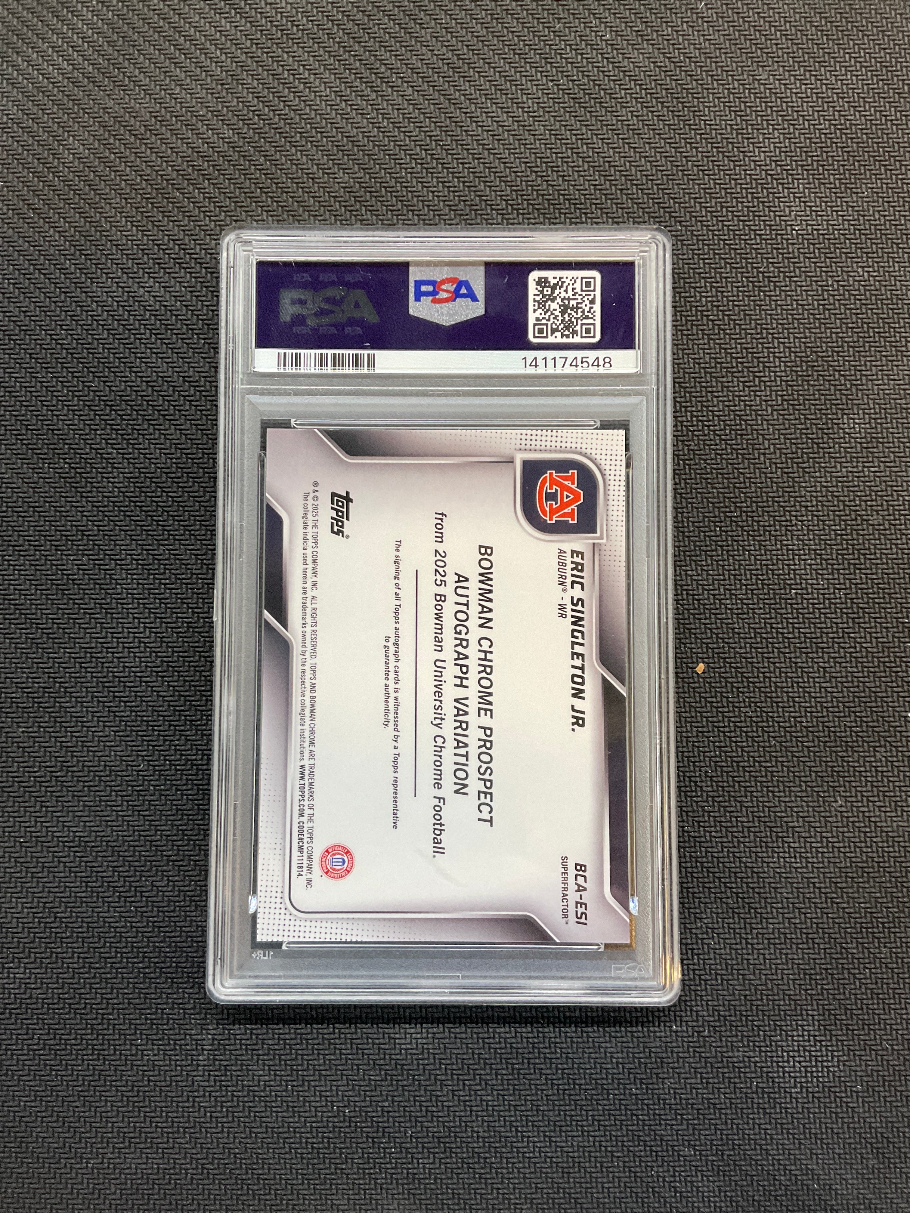 2025 Bowman U Chrome Eric Singleton Jr. Auto 1/1 Superfractor PSA 10 Auburn