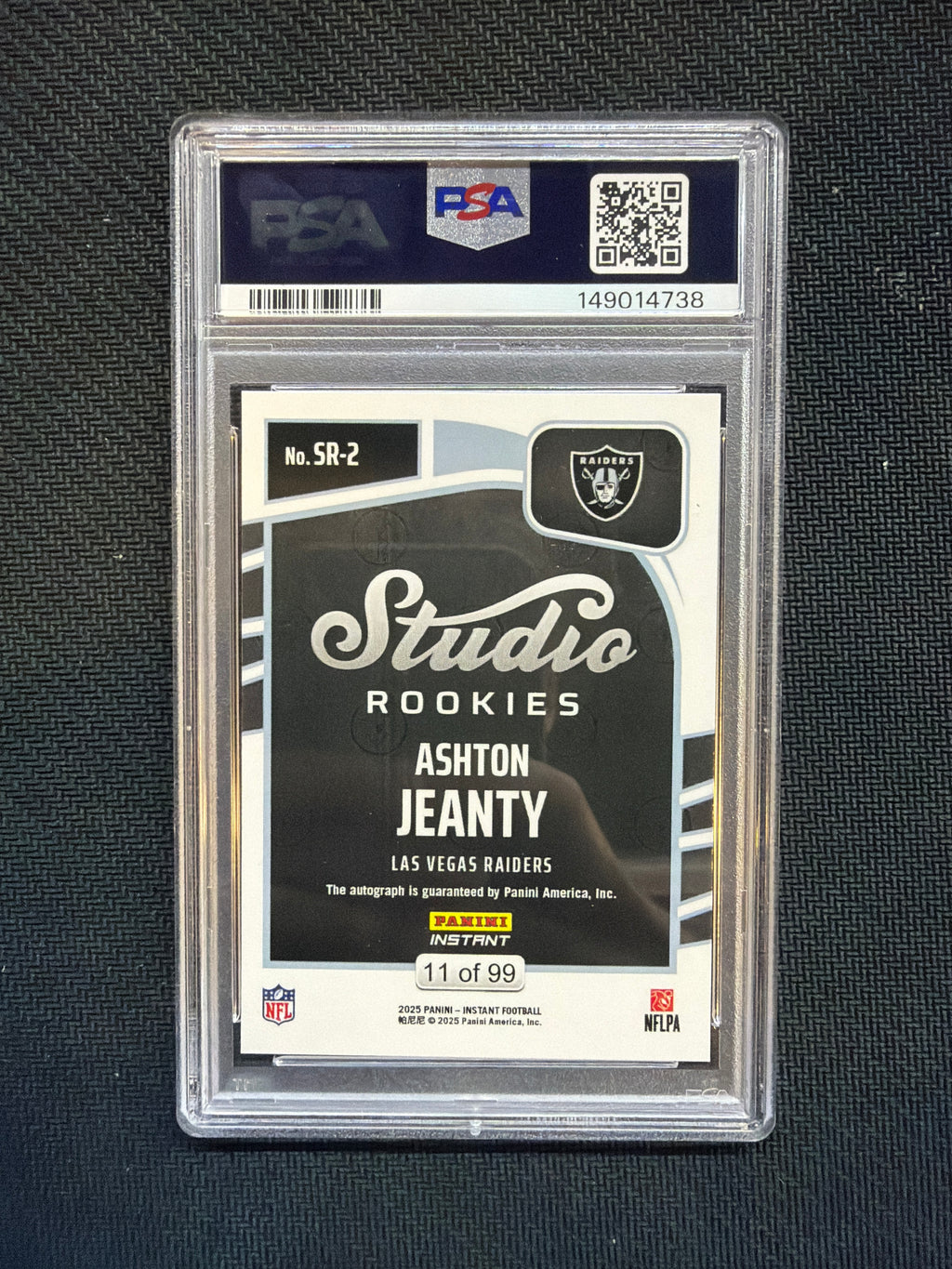 2025 Panini Instant Ashton Jeanty Rookie Auto PSA 10 Raiders /99 738