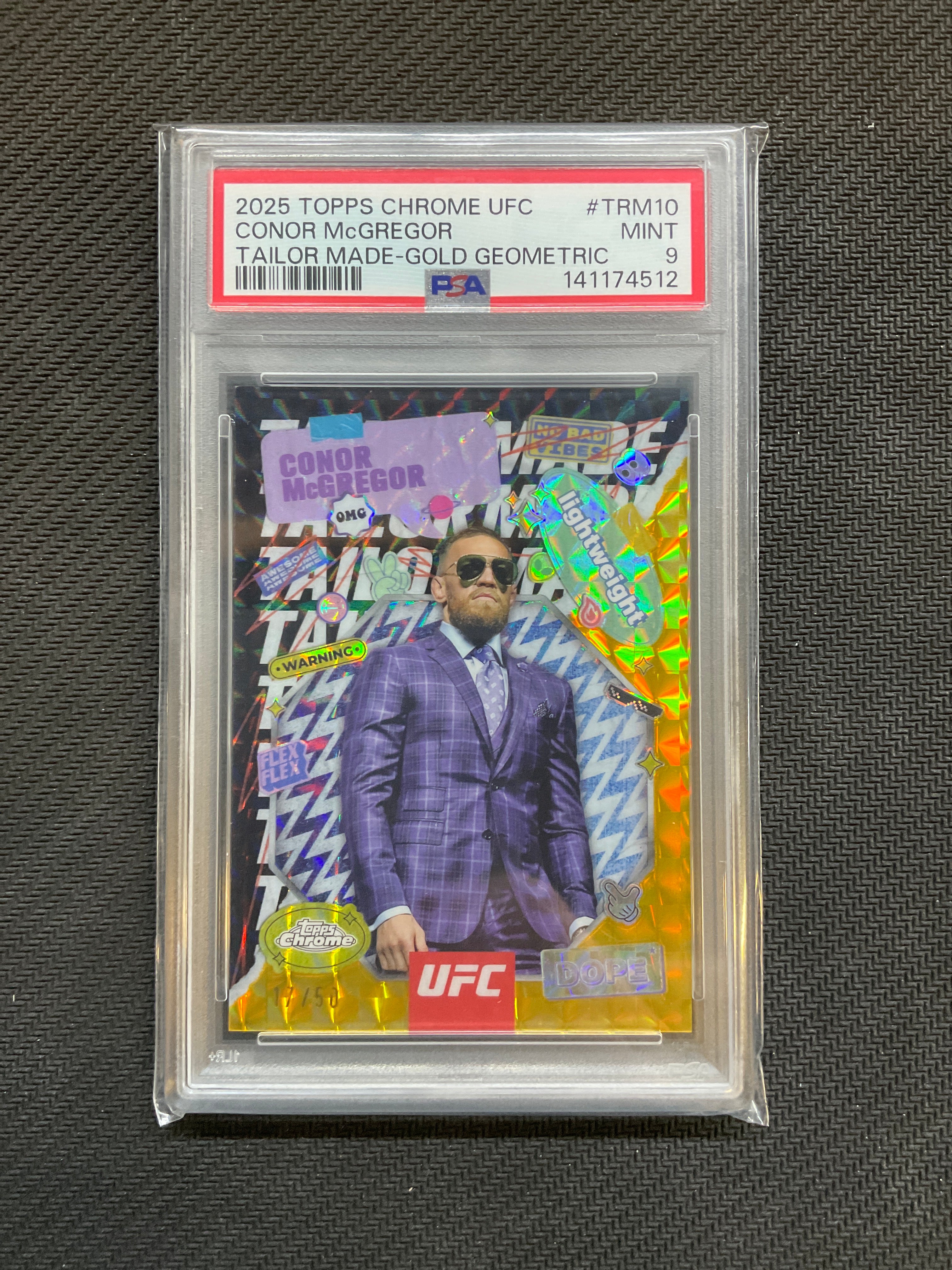 2025 Topps Chrome UFC Conor Mcgregor Tailor Made Gold Geometric /50 PSA 9 UFC