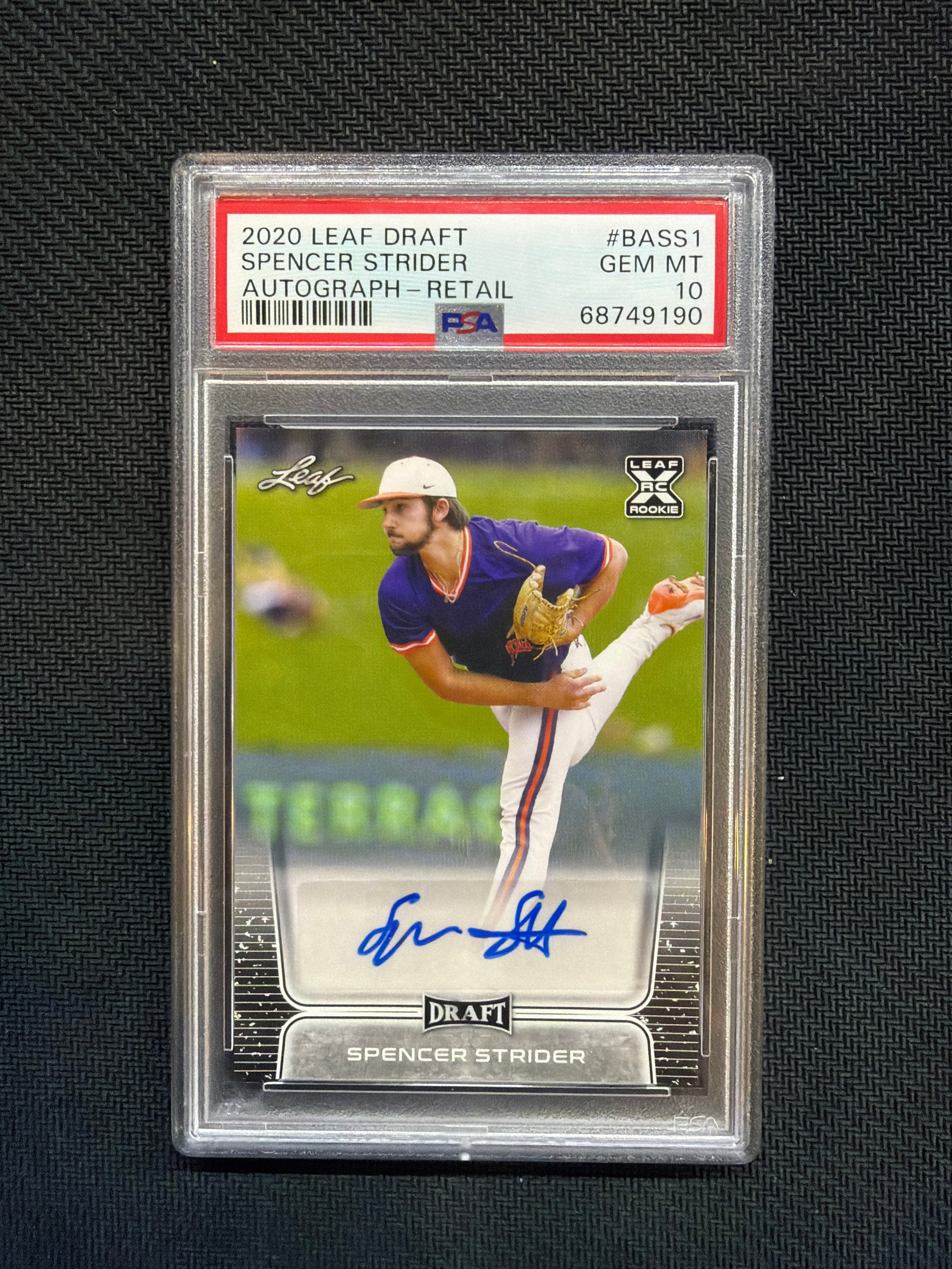 2020 Leaf Draft Spencer Strider Auto PSA 10 Braves