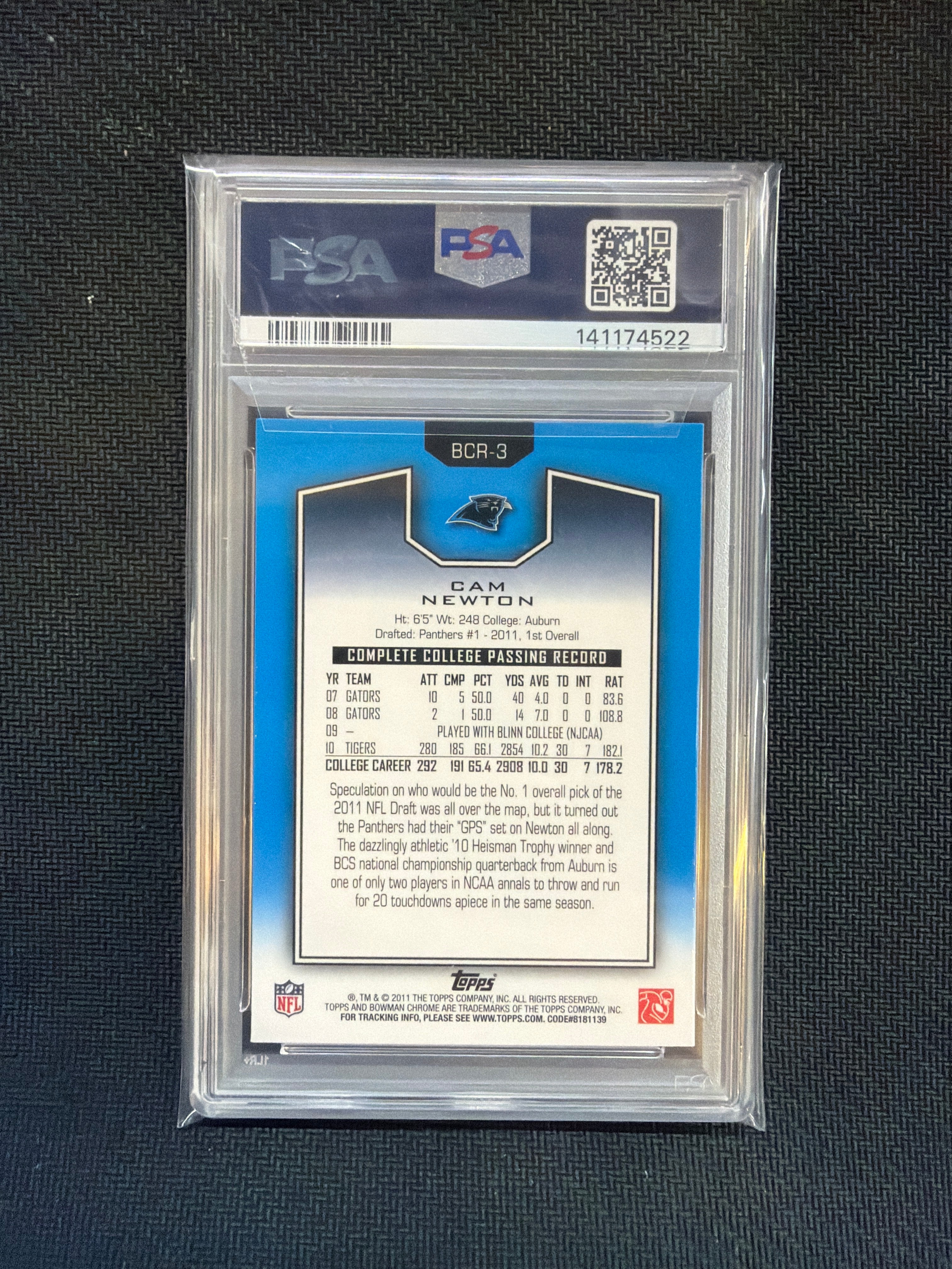 2011 Bowman Chrome Cam Newton Rookie PSA 9 Auburn