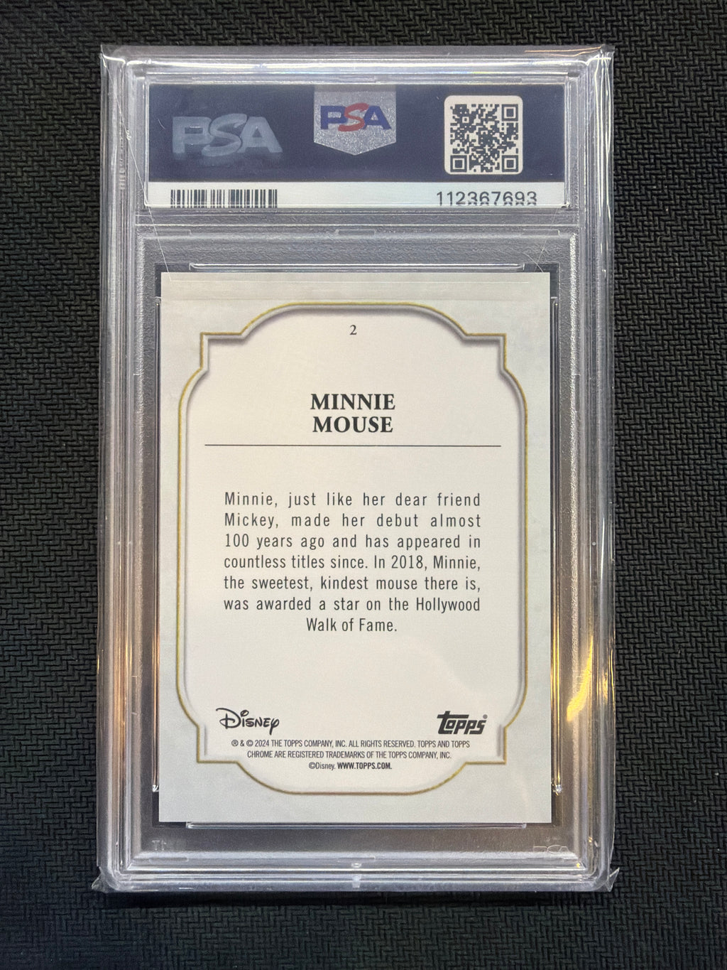 2024 Topps Chrome Disney Sapphire Minnie Mouse #2 PSA 10