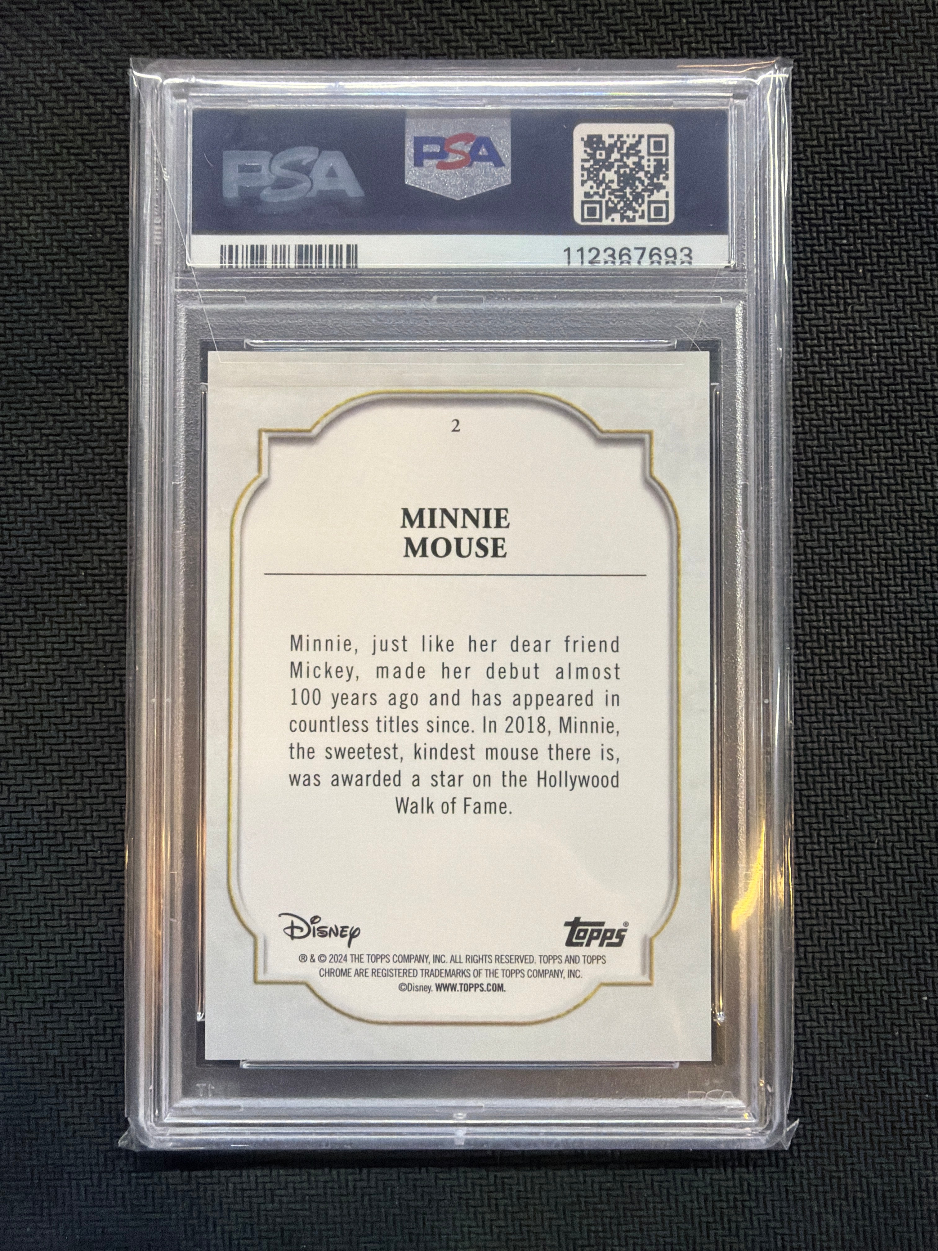 2024 Topps Chrome Disney Sapphire Minnie Mouse #2 PSA 10