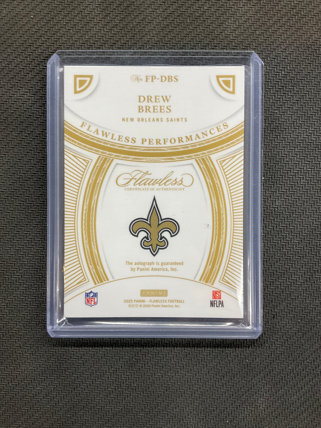 2025 Panini Flawless Drew Brees Preformances Auto /25 Saints
