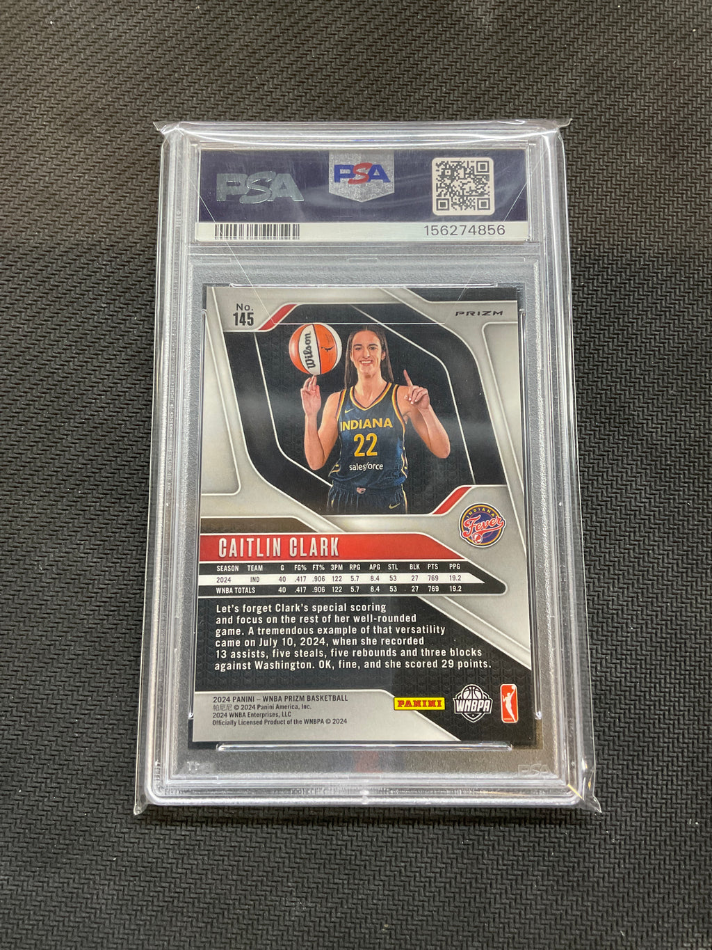 2024 Prizm WNBA Caitlin Clark Rookie Ice #145 PSA 10 Fever 856