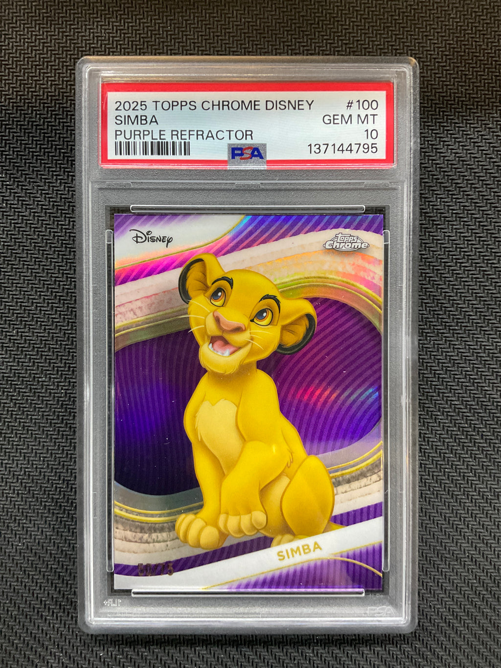 2025 Topps Chrome Disney Simba Purple /75 PSA 10