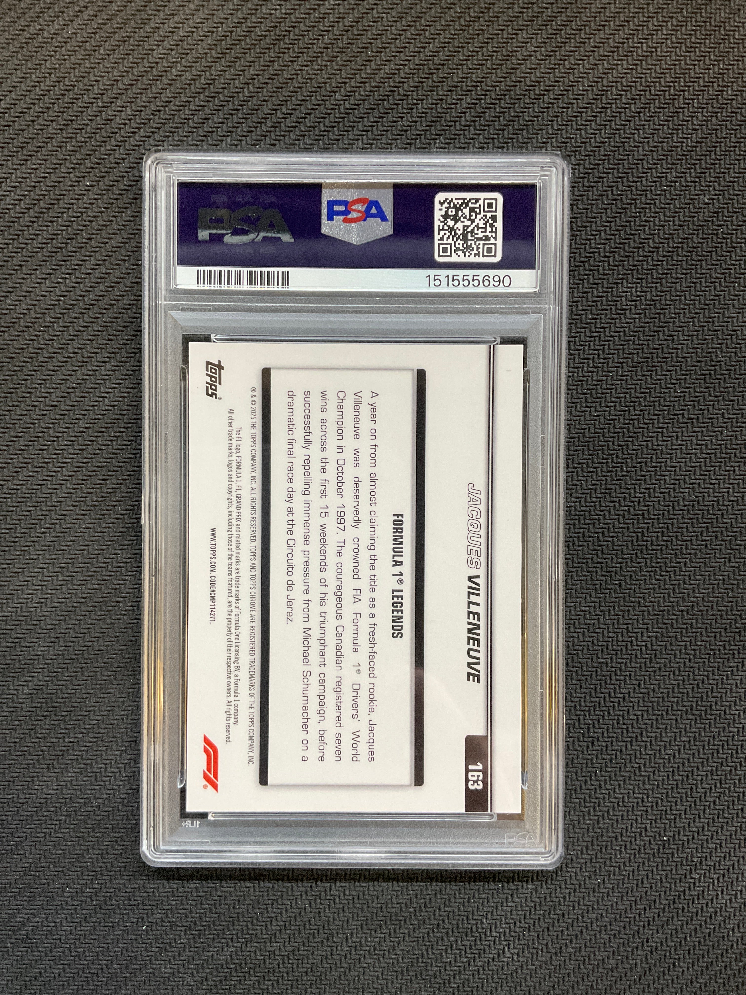 2025 Topps Chrome F1 Sapphire Jacques Villeneuve Black & White /20 PSA 10