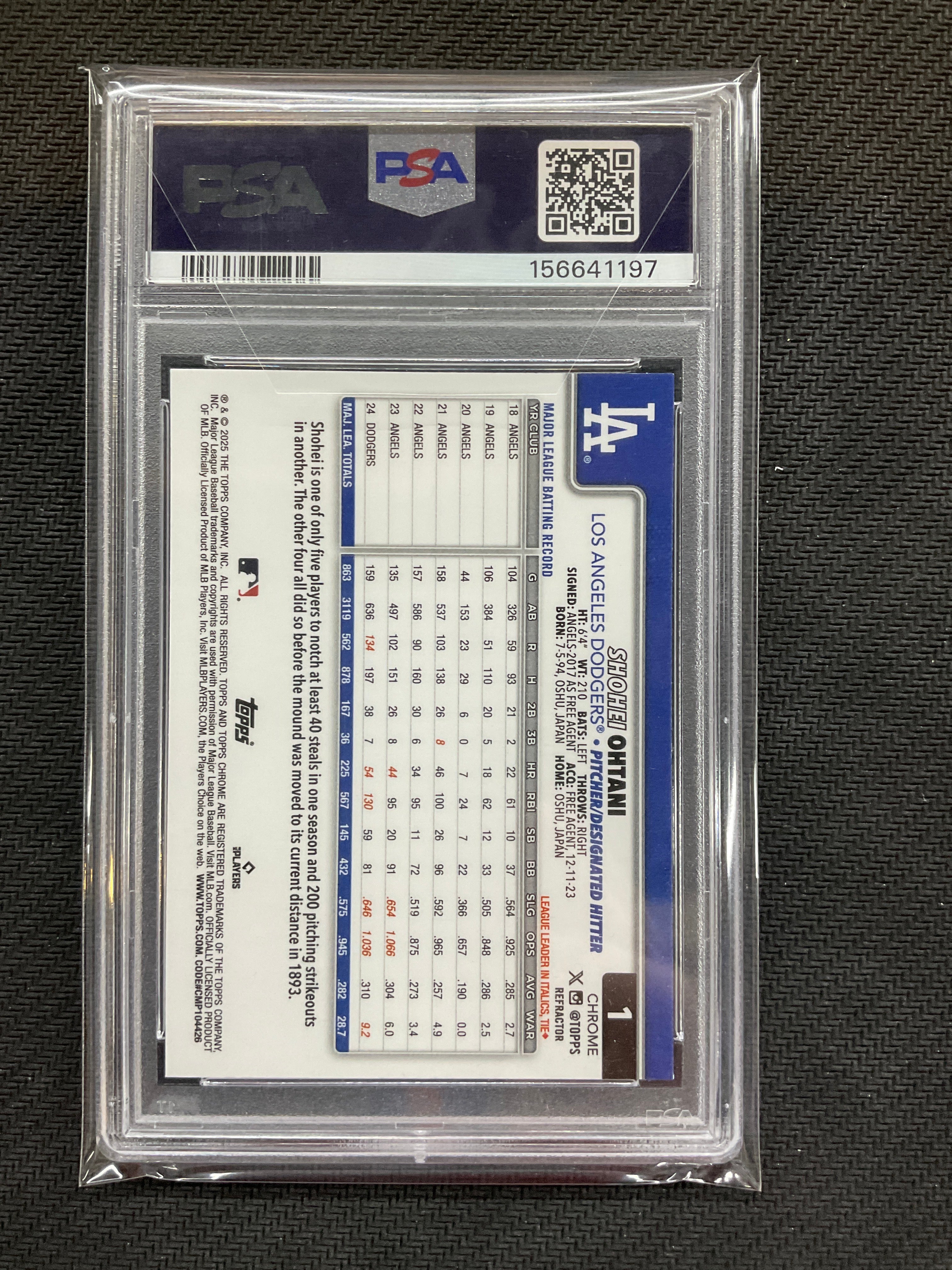 2025 Topps Chrome Shohei Ohtani Refractor #1 PSA 10 1197