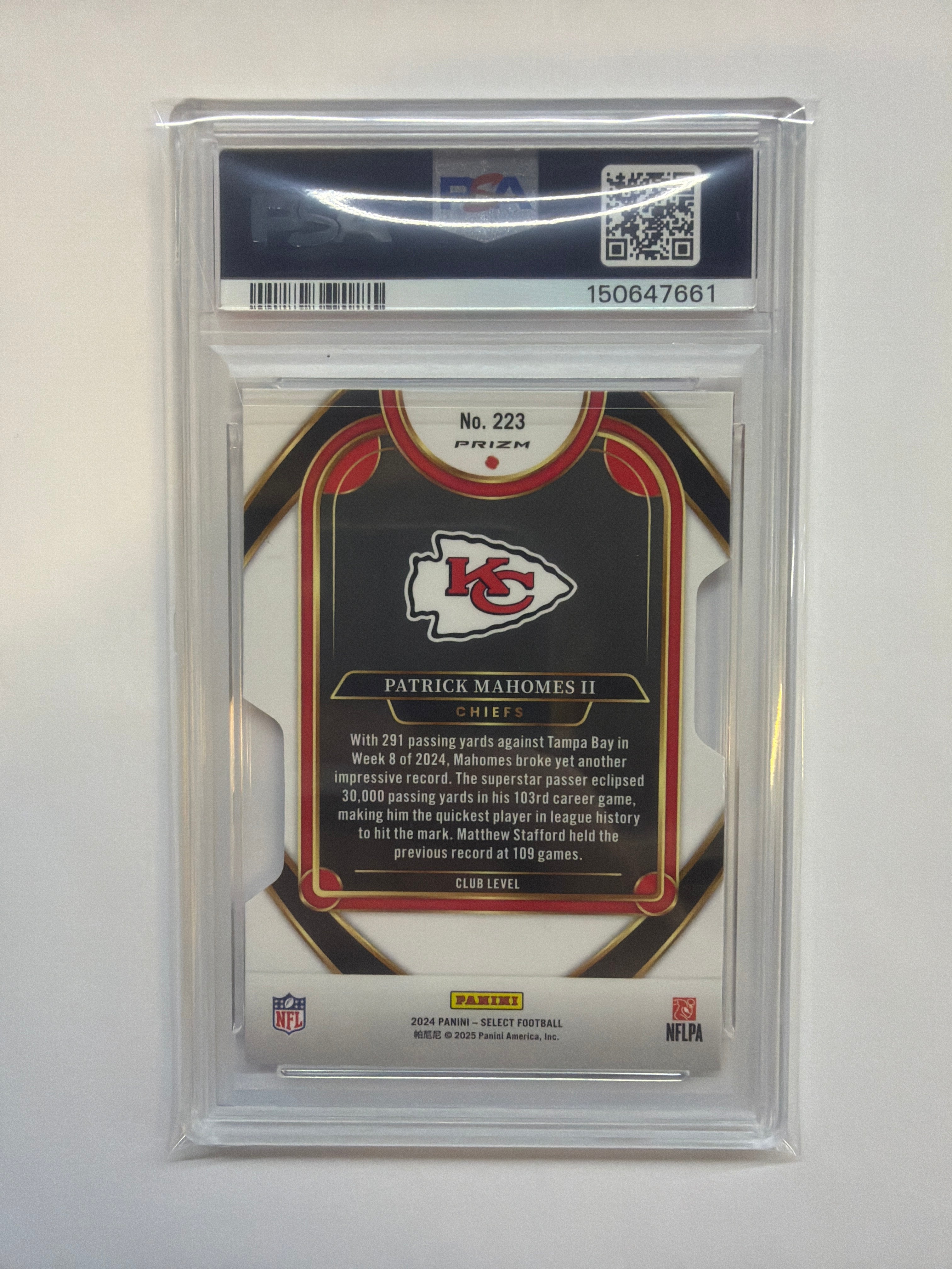 2024 Select Patrick Mahomes II Die-Cut Silver PSA 9