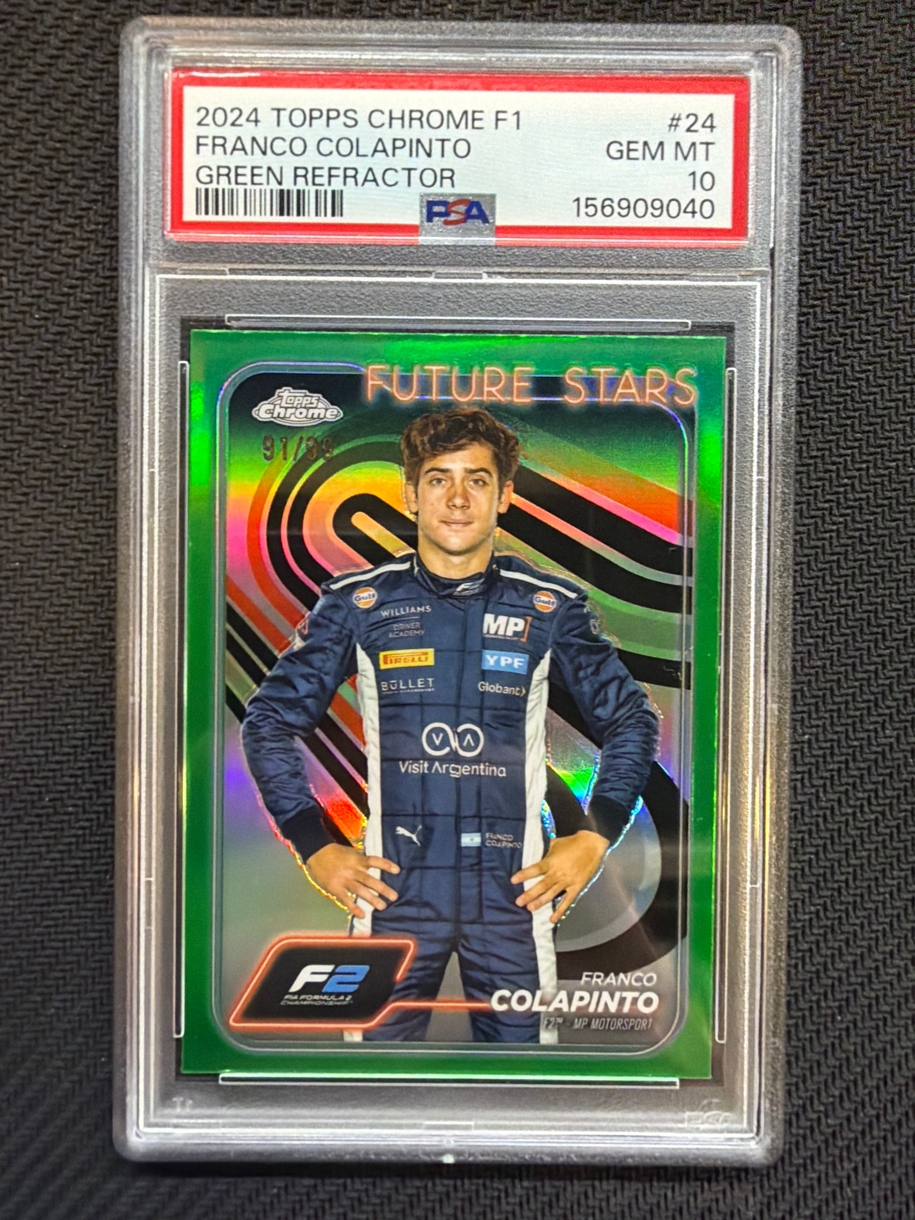 2024 Topps Chrome Franco Colapinto Green Refractor /99 #24 PSA 10