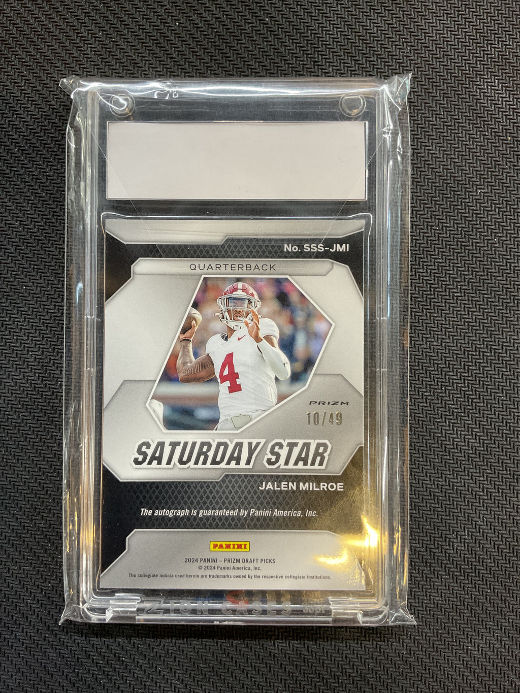 2024 Prizm Draft Picks Jalen Milroe Rookie Auto /49 Orange Pulsar
