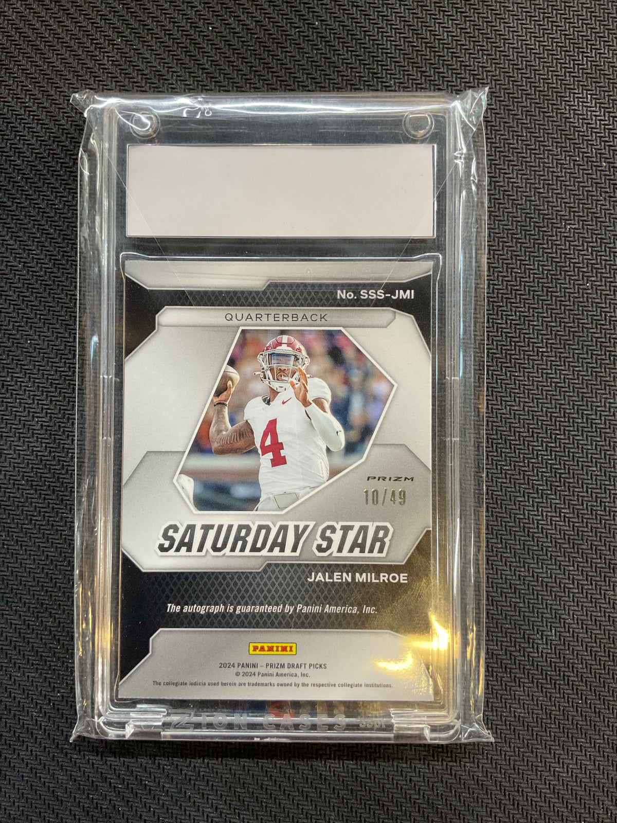 2024 Prizm Draft Picks Jalen Milroe Rookie Auto /49 Orange Pulsar