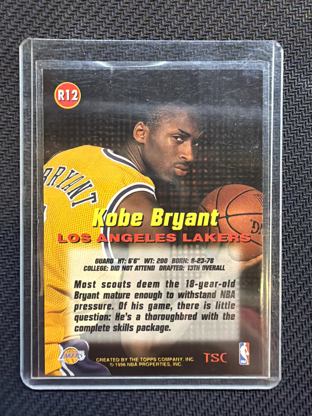1996 Topps Stadium Club Kobe Bryant Rookie #R12 Lakers