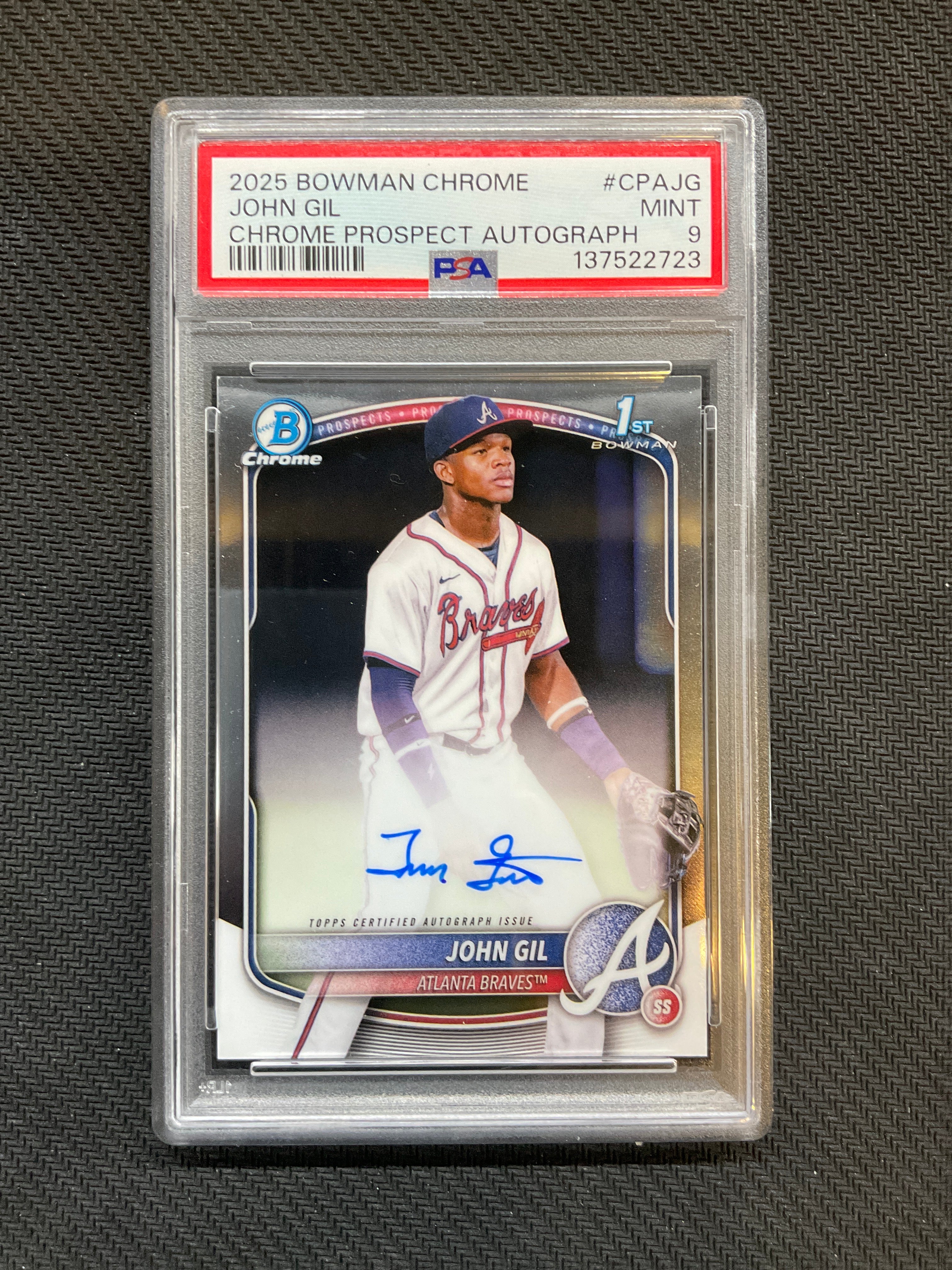 2025 Bowman Chrome John Gil Rookie Auto PSA 9 Braves